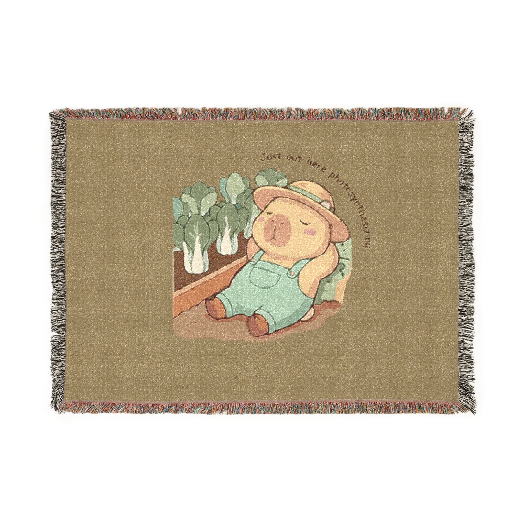 Cute Brown Capybara Woven Blanket