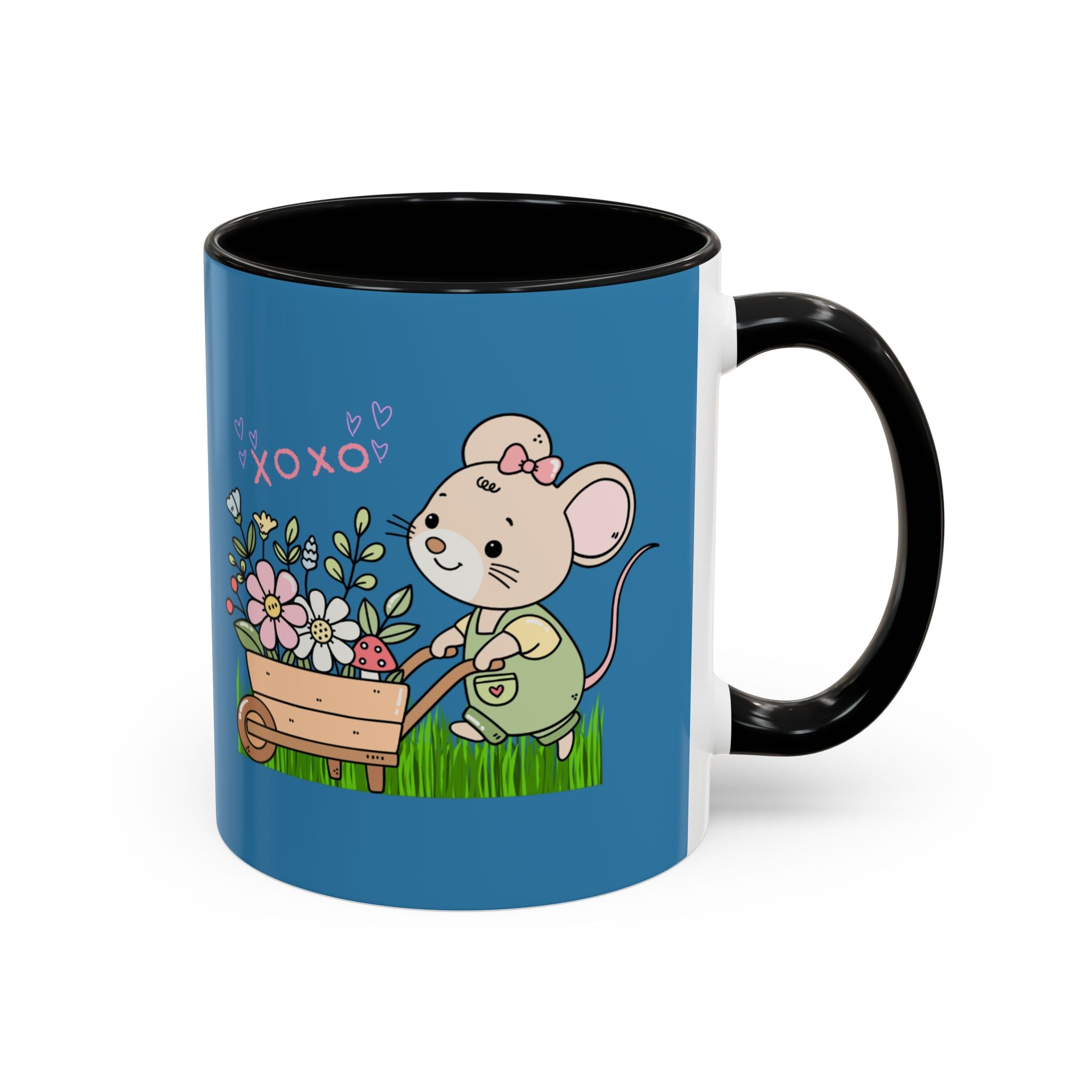 Cute Mouse Floral Coffee Mug — 'XOXO' Accent 11/15oz