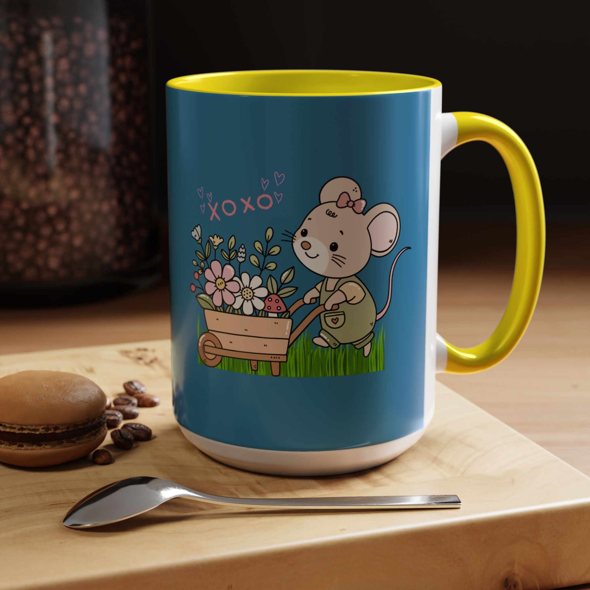 Cute Mouse Floral Coffee Mug — 'XOXO' Accent 11/15oz