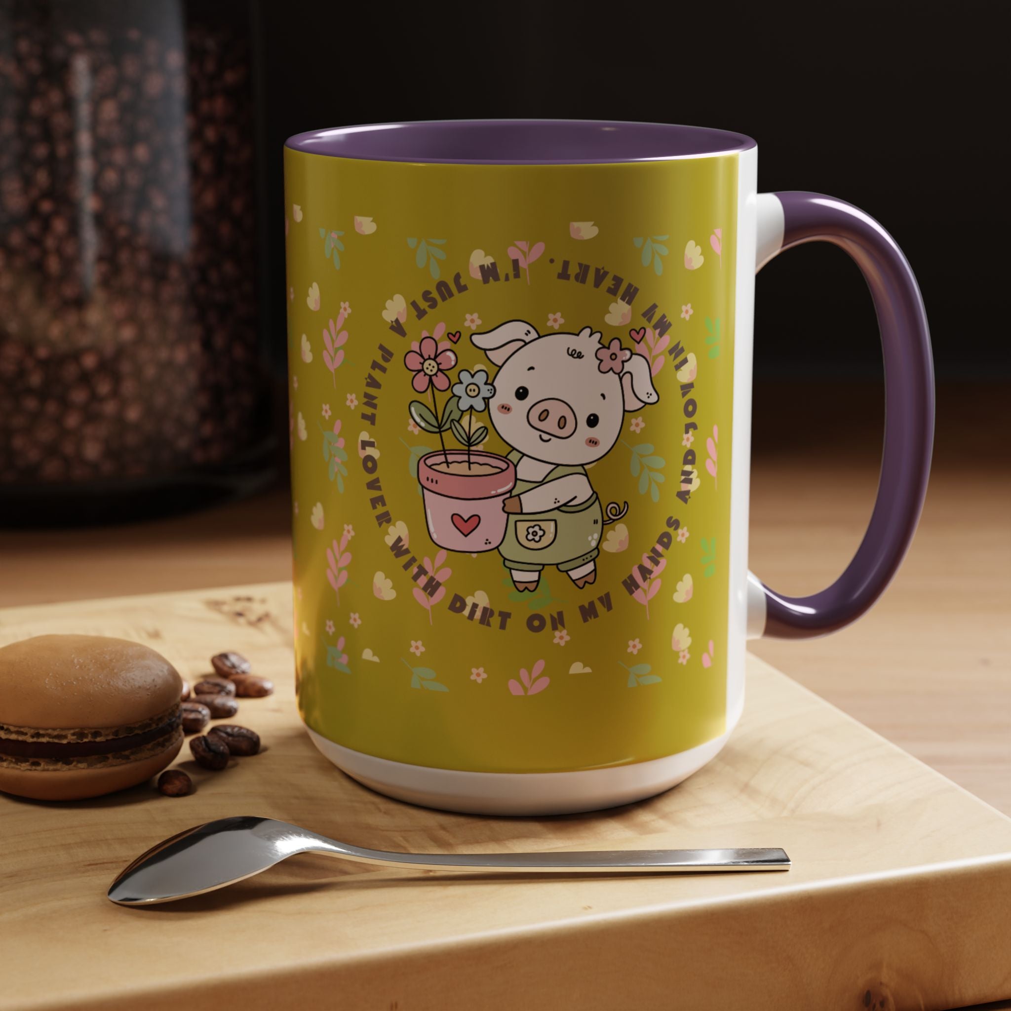 Cute Piglet Gardening Coffee Mug — "My Heart Is In The Dirt" Accent Mug