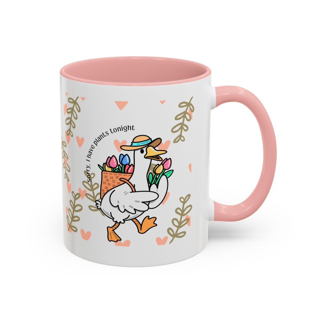 Coffee Mug — Cute Duck Carrying Plants “I Have Plants Tonight” Accent Mug