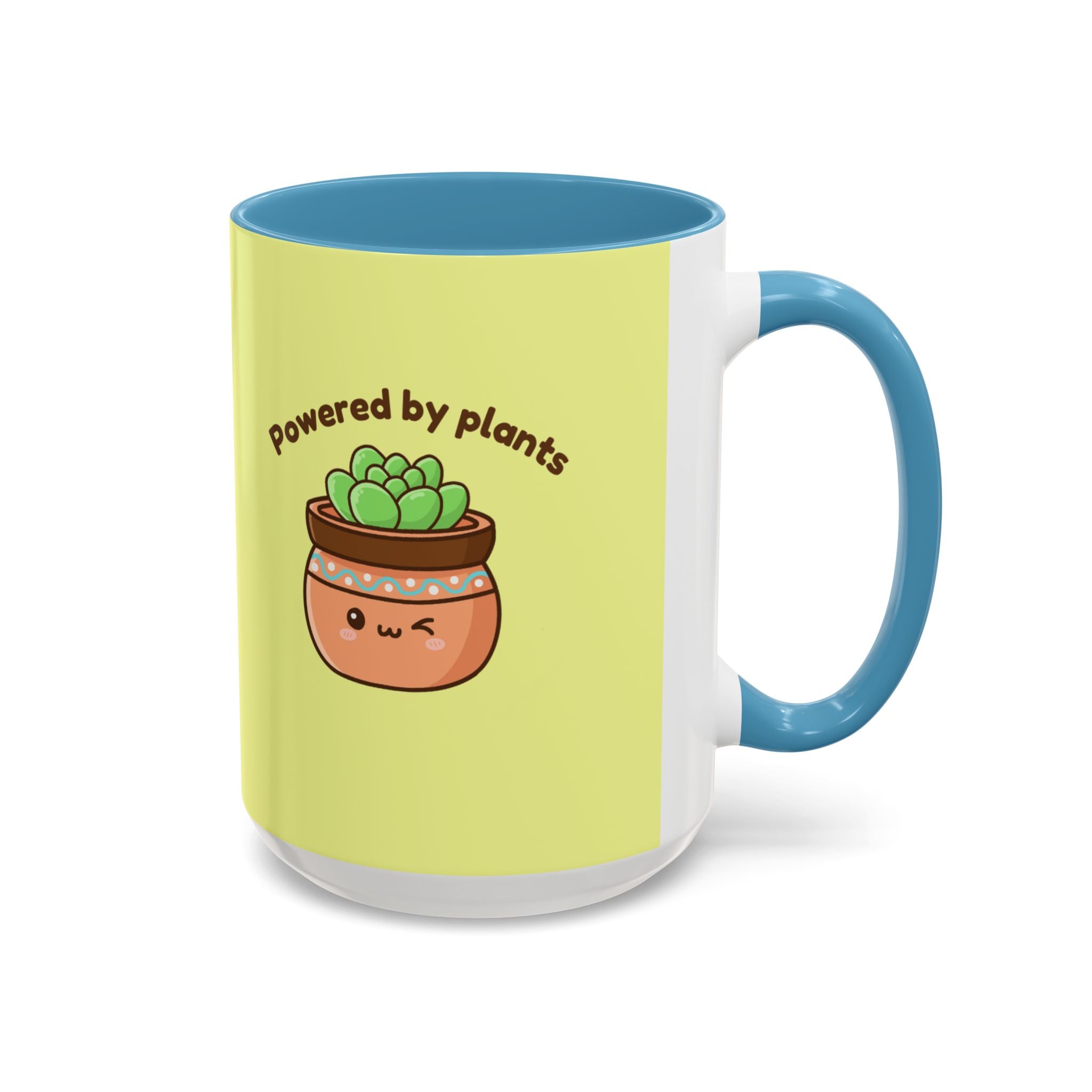 Powered by Plants Succulent Coffee Mug – Cute Kawaii Plant Lover Gift (11/15oz)