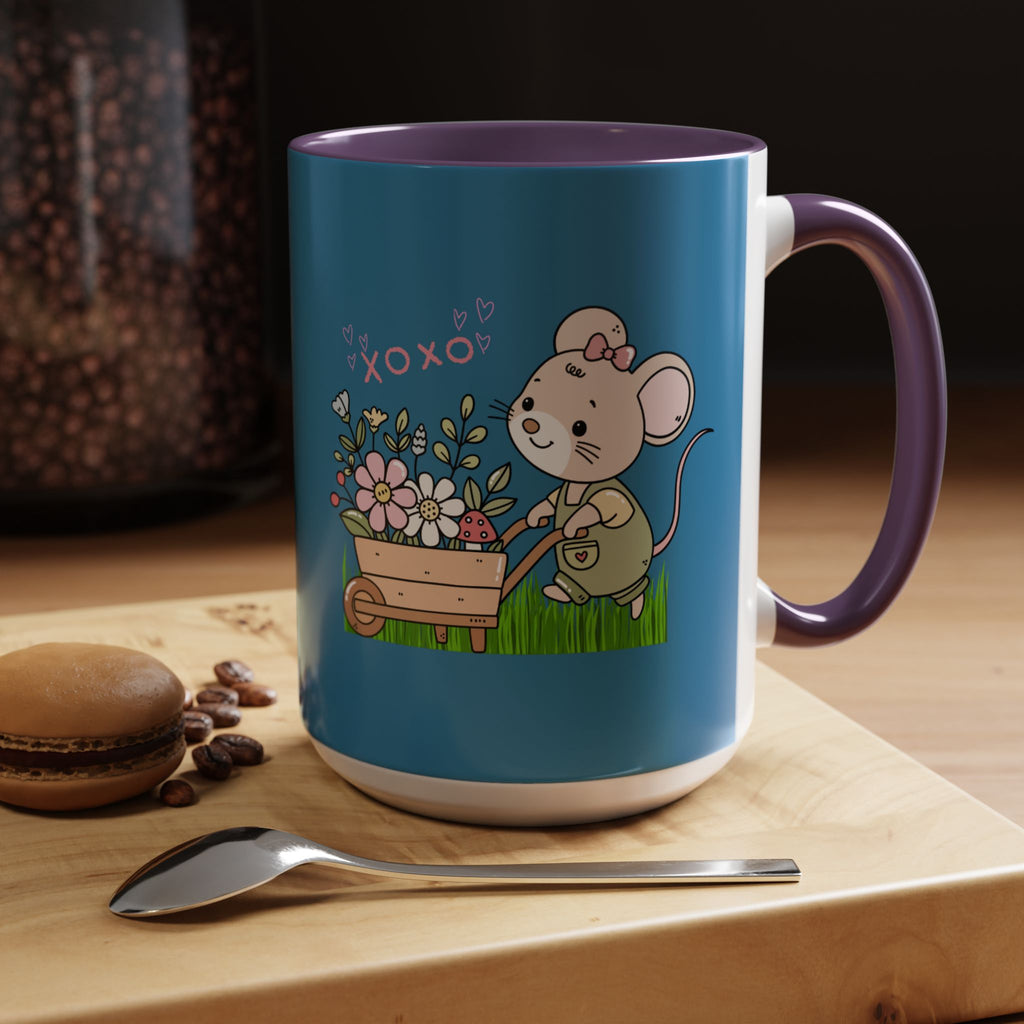 Cute Mouse Floral Coffee Mug — 'XOXO' Accent 11/15oz