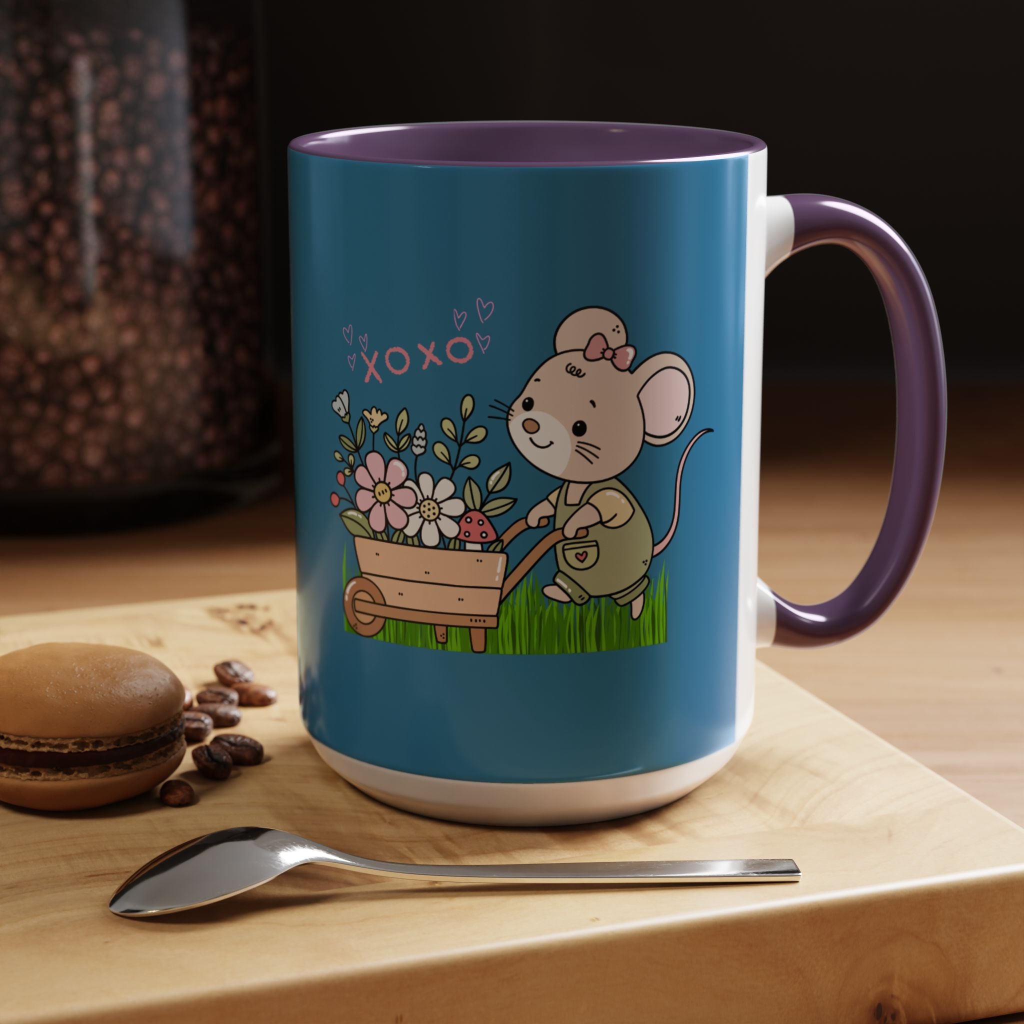 Cute Mouse Floral Coffee Mug — 'XOXO' Accent 11/15oz