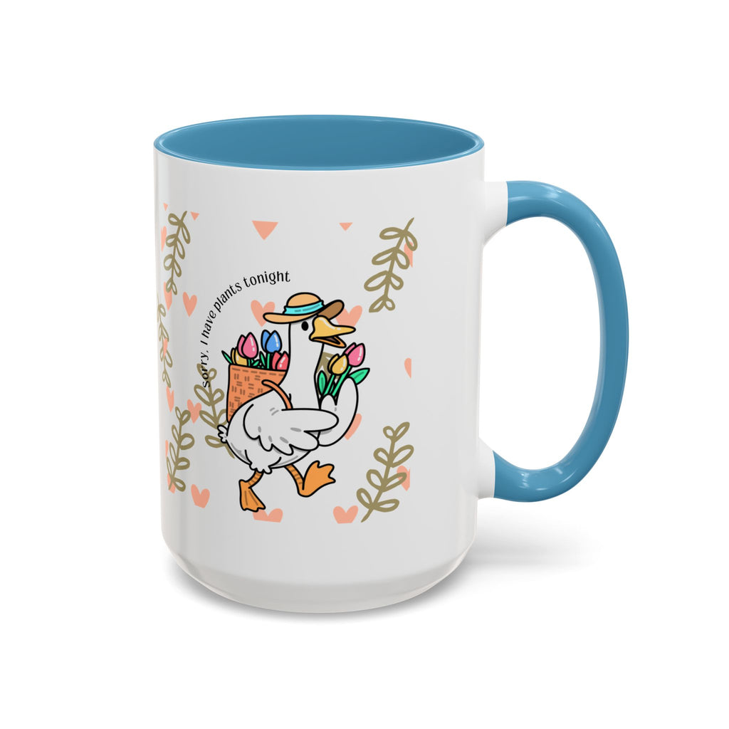Coffee Mug — Cute Duck Carrying Plants “I Have Plants Tonight” Accent Mug