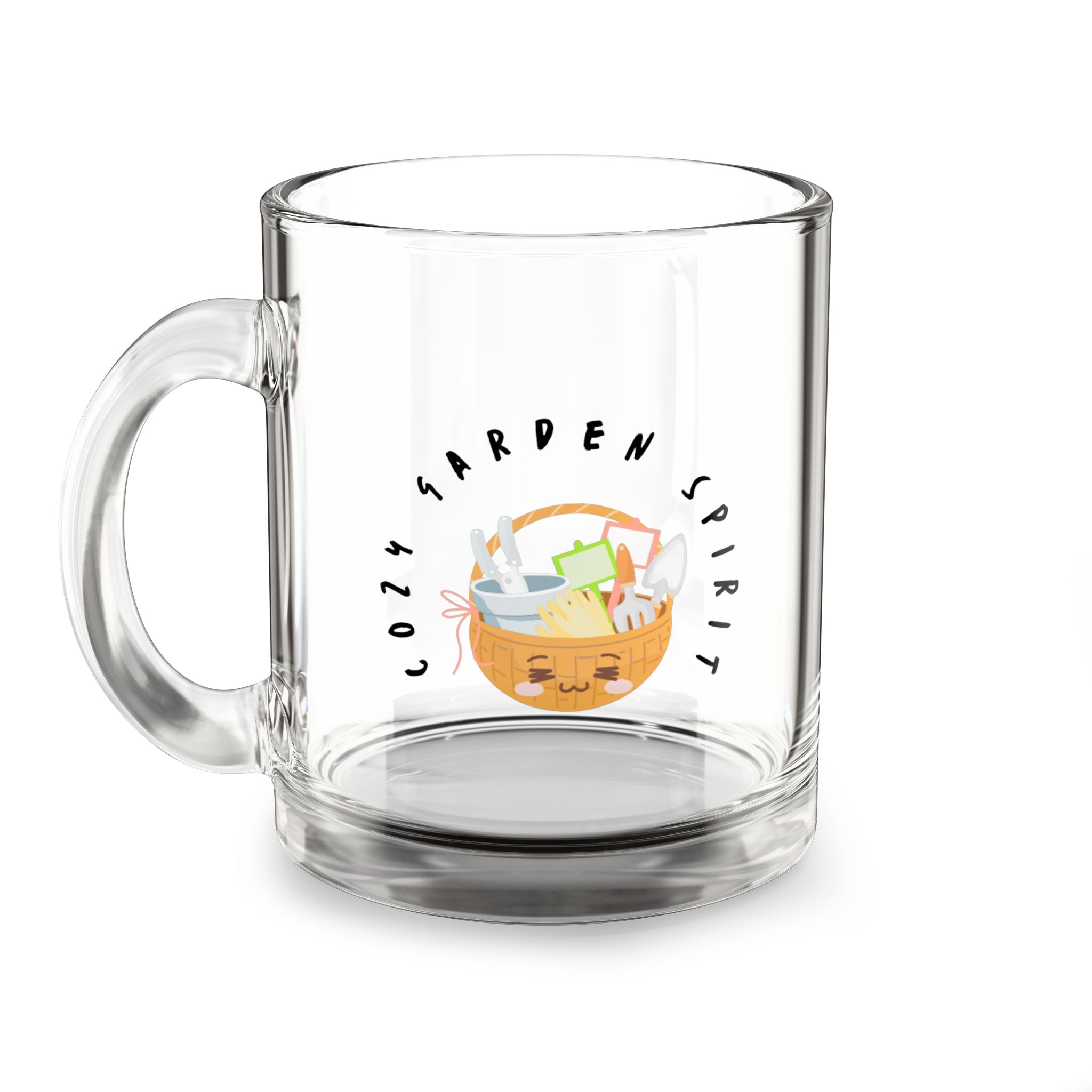 Cozy Garden Spirit Glass Mug — 10oz Cute Kawaii Planter Illustration