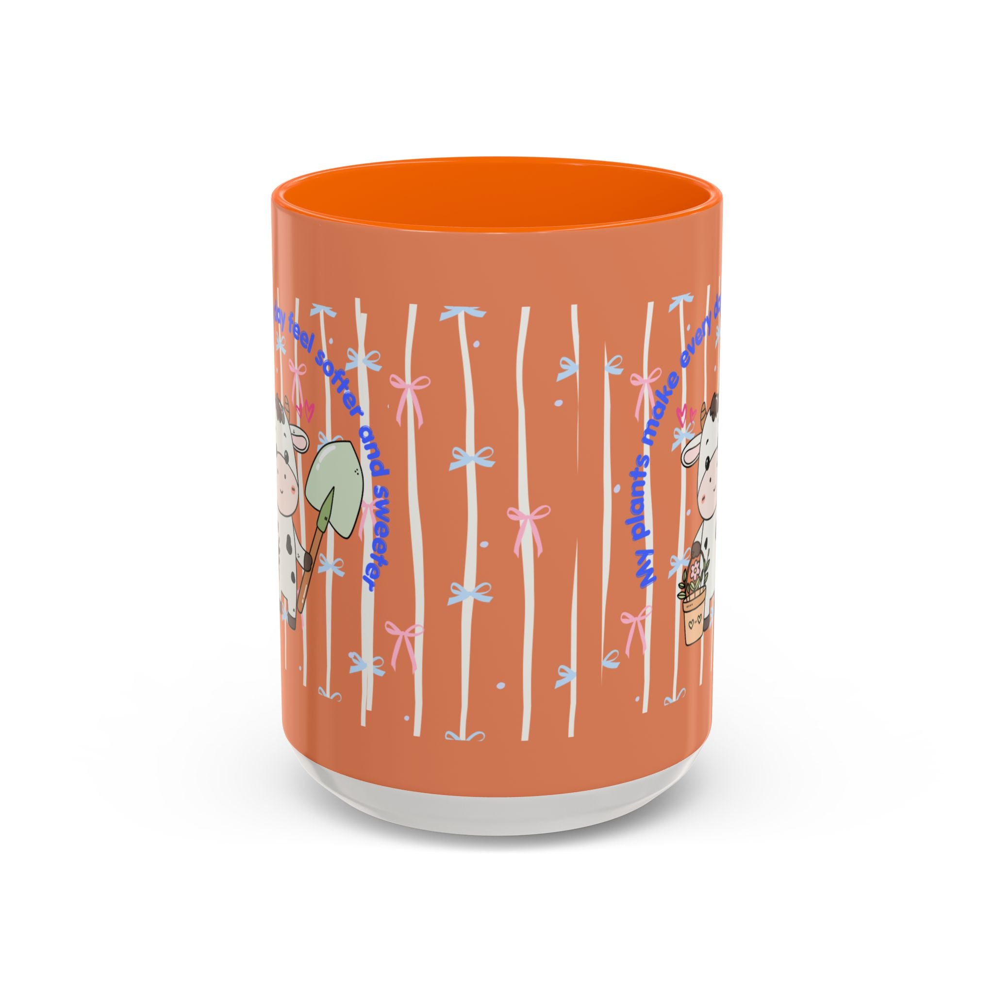 Cow Gardener Coffee Mug — Cute Cow with Shovel & Plant Pot Accent Mug (11/15oz)