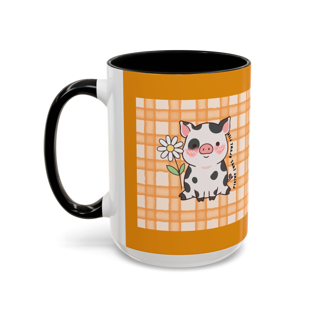 Cute Cow Plaid Accent Coffee Mug — Farmhouse Daisy Cow Design (11/15oz)