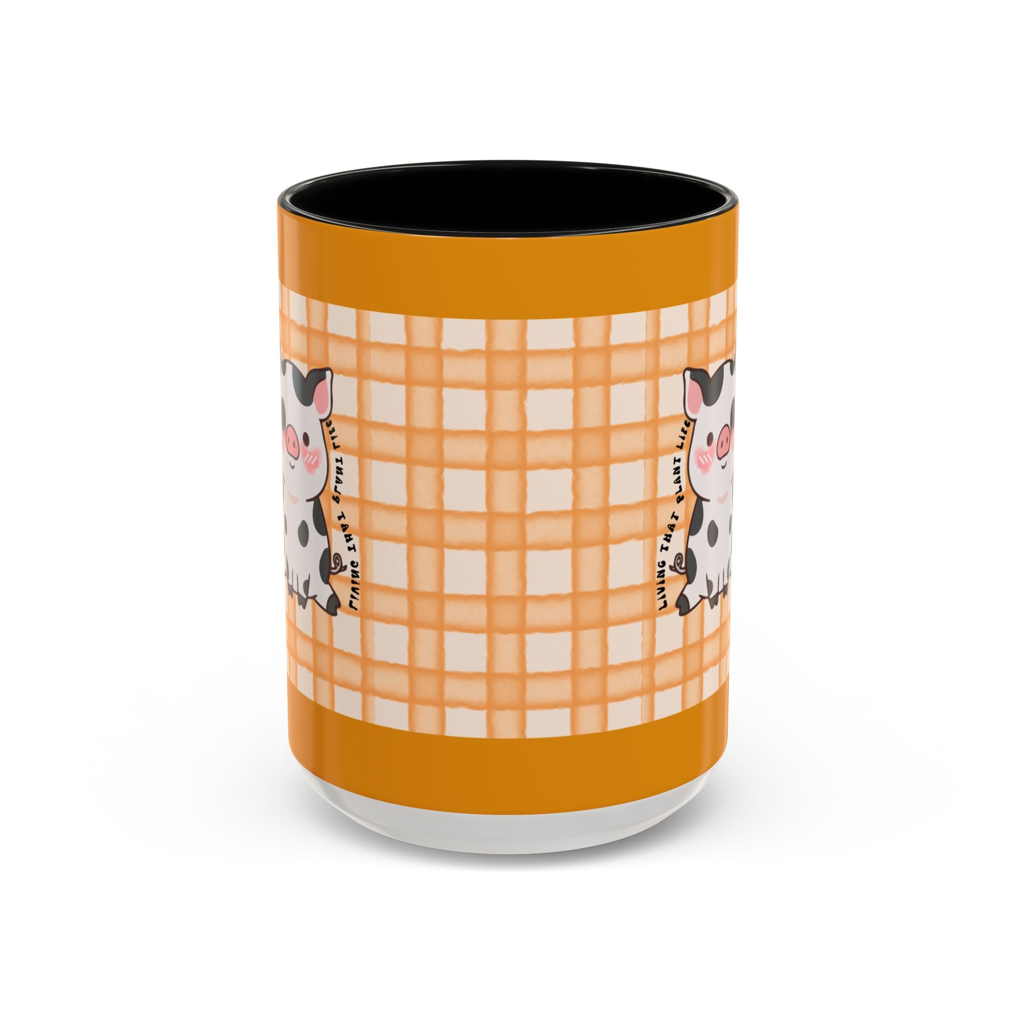 Cute Cow Plaid Accent Coffee Mug — Farmhouse Daisy Cow Design (11/15oz)