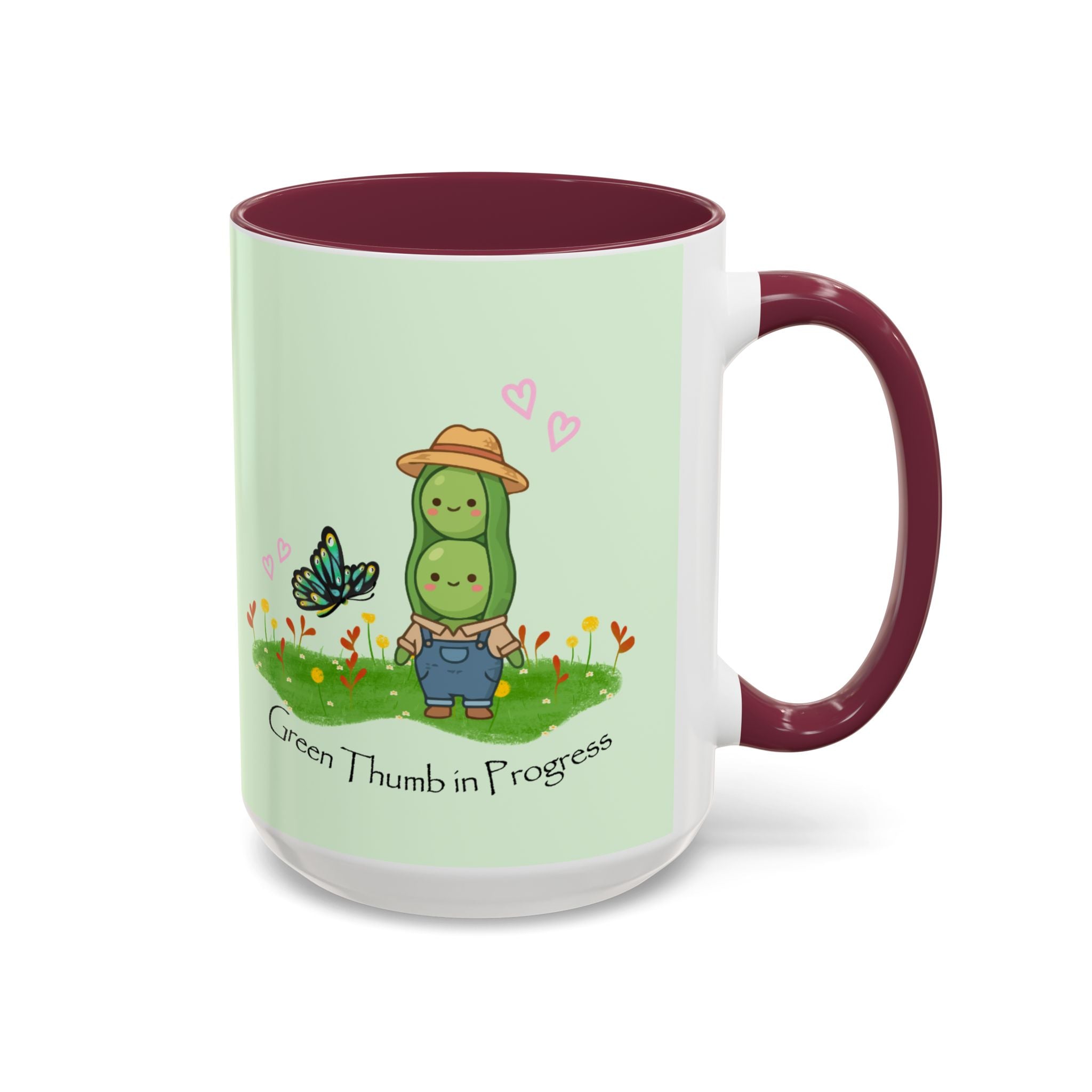 Garden Pea Mug — "Green Thumb in Progress" Cute Plant Lover Coffee Cup