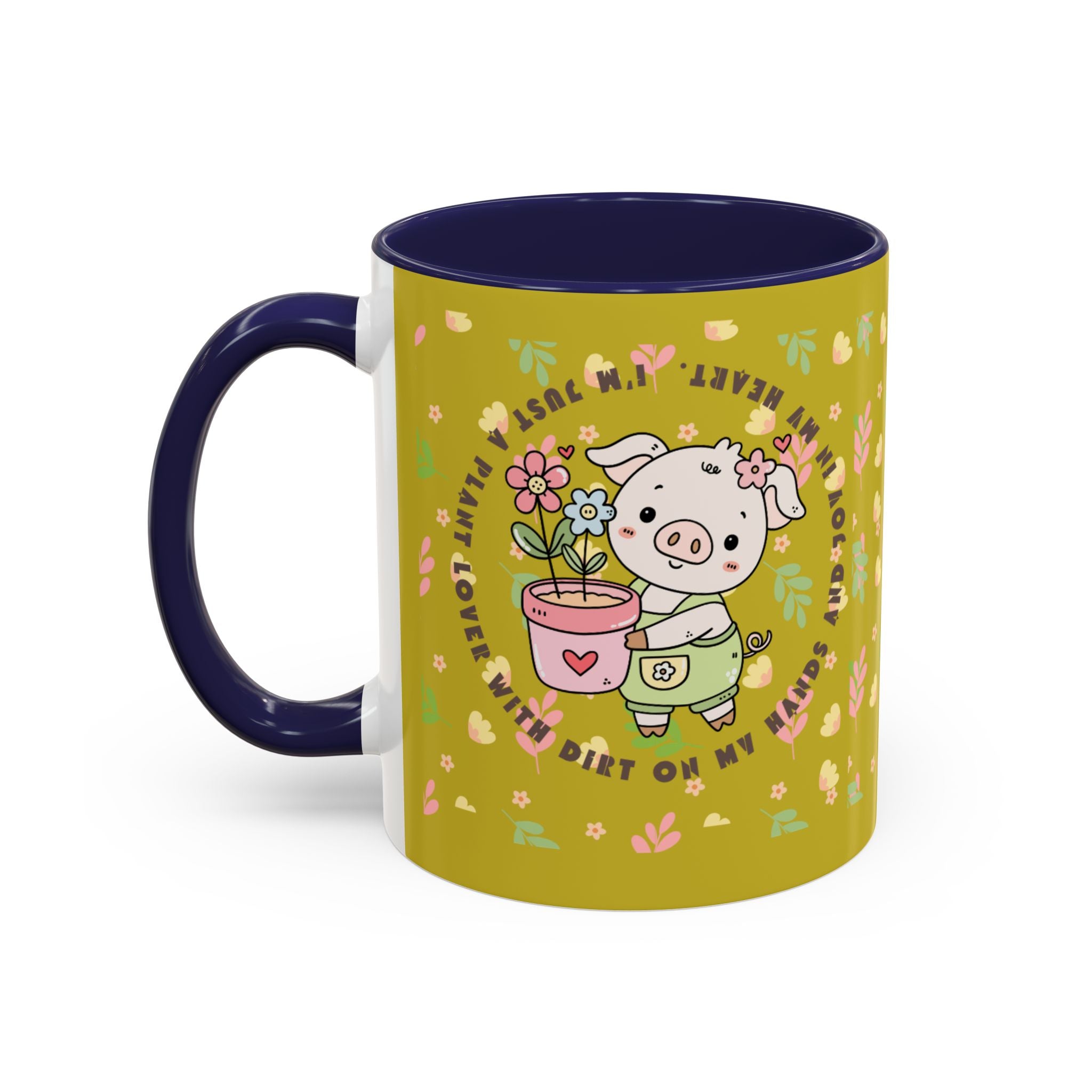 Cute Piglet Gardening Coffee Mug — "My Heart Is In The Dirt" Accent Mug