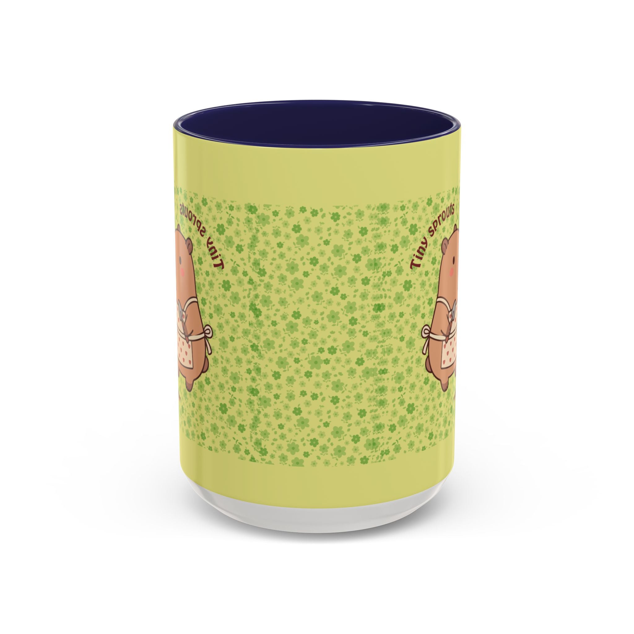 Cute ‘Tiny Sprouts’ Accent Coffee Mug – Kawaii Garden Capybara Design (11/15 oz)