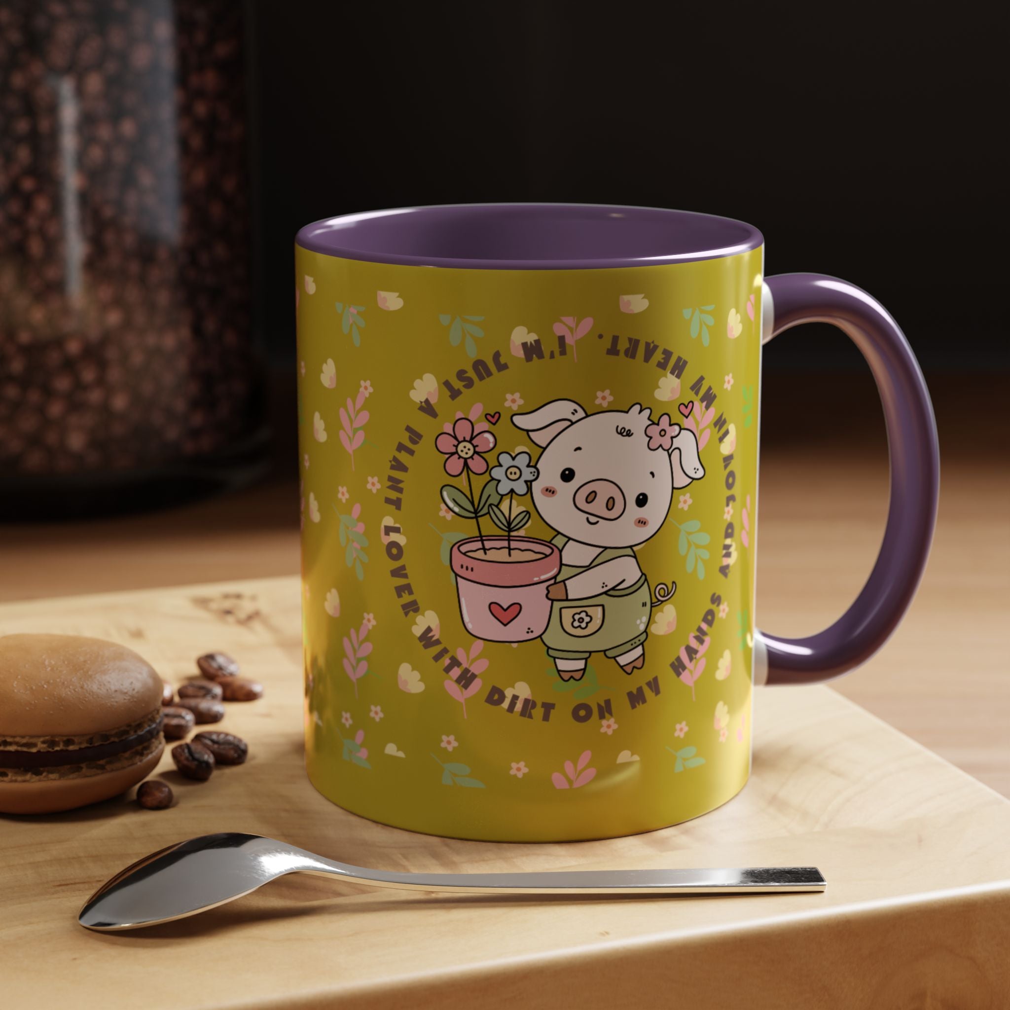 Cute Piglet Gardening Coffee Mug — "My Heart Is In The Dirt" Accent Mug