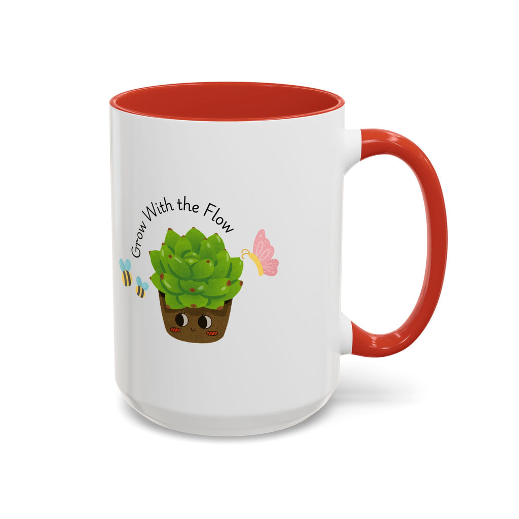 Grow With the Flow Succulent Coffee Mug - Cute Plant Lover Gift (11/15oz)