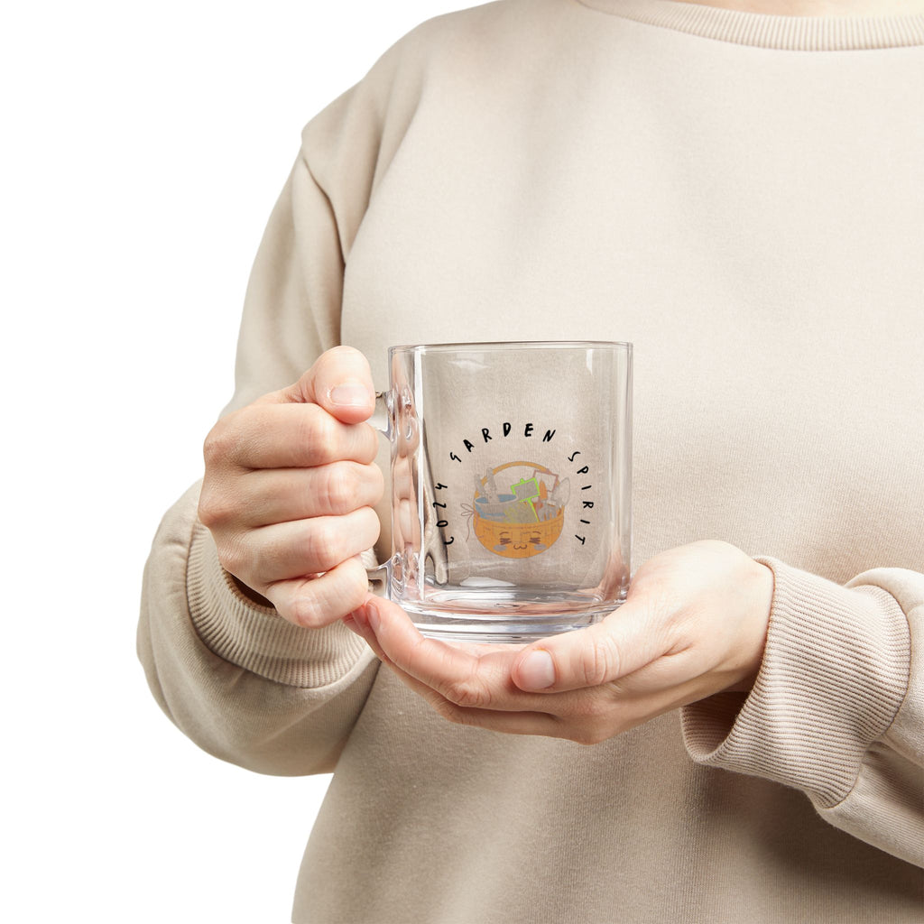 Cozy Garden Spirit Glass Mug — 10oz Cute Kawaii Planter Illustration