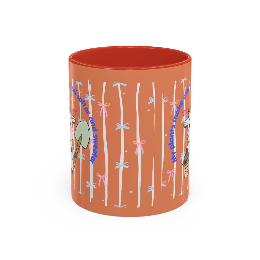 Cow Gardener Coffee Mug — Cute Cow with Shovel & Plant Pot Accent Mug (11/15oz)