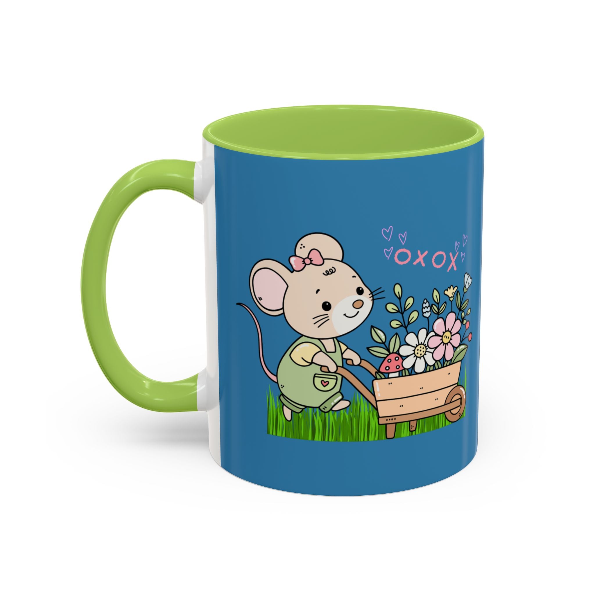 Cute Mouse Floral Coffee Mug — 'XOXO' Accent 11/15oz