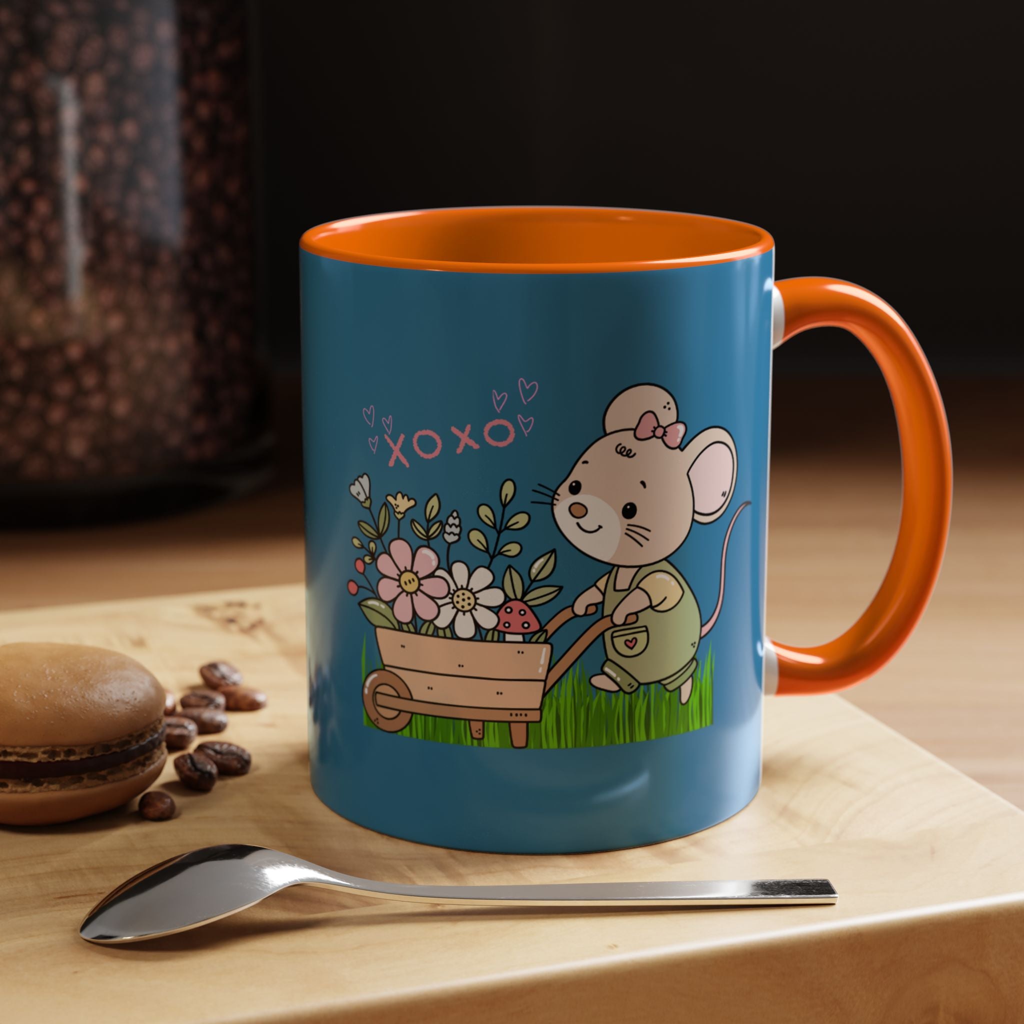 Cute Mouse Floral Coffee Mug — 'XOXO' Accent 11/15oz