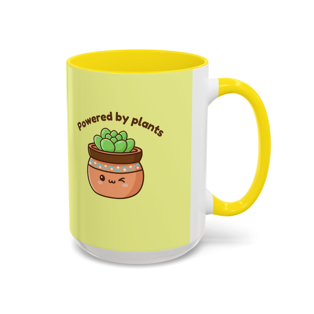 Powered by Plants Succulent Coffee Mug – Cute Kawaii Plant Lover Gift (11/15oz)