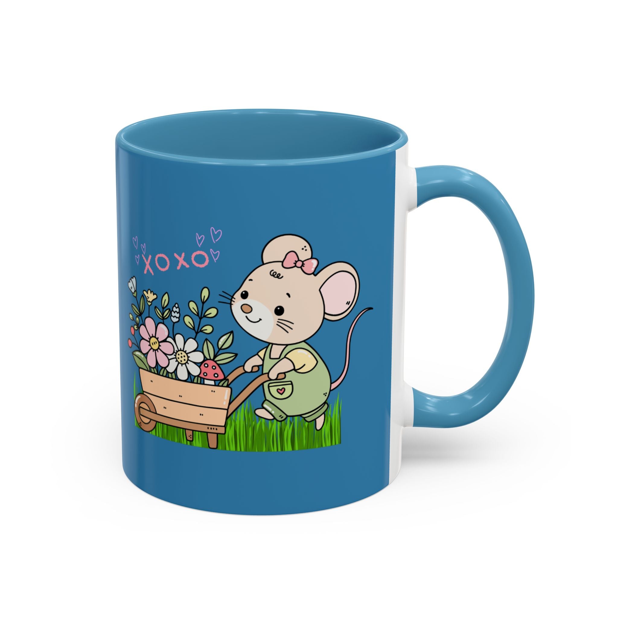 Cute Mouse Floral Coffee Mug — 'XOXO' Accent 11/15oz