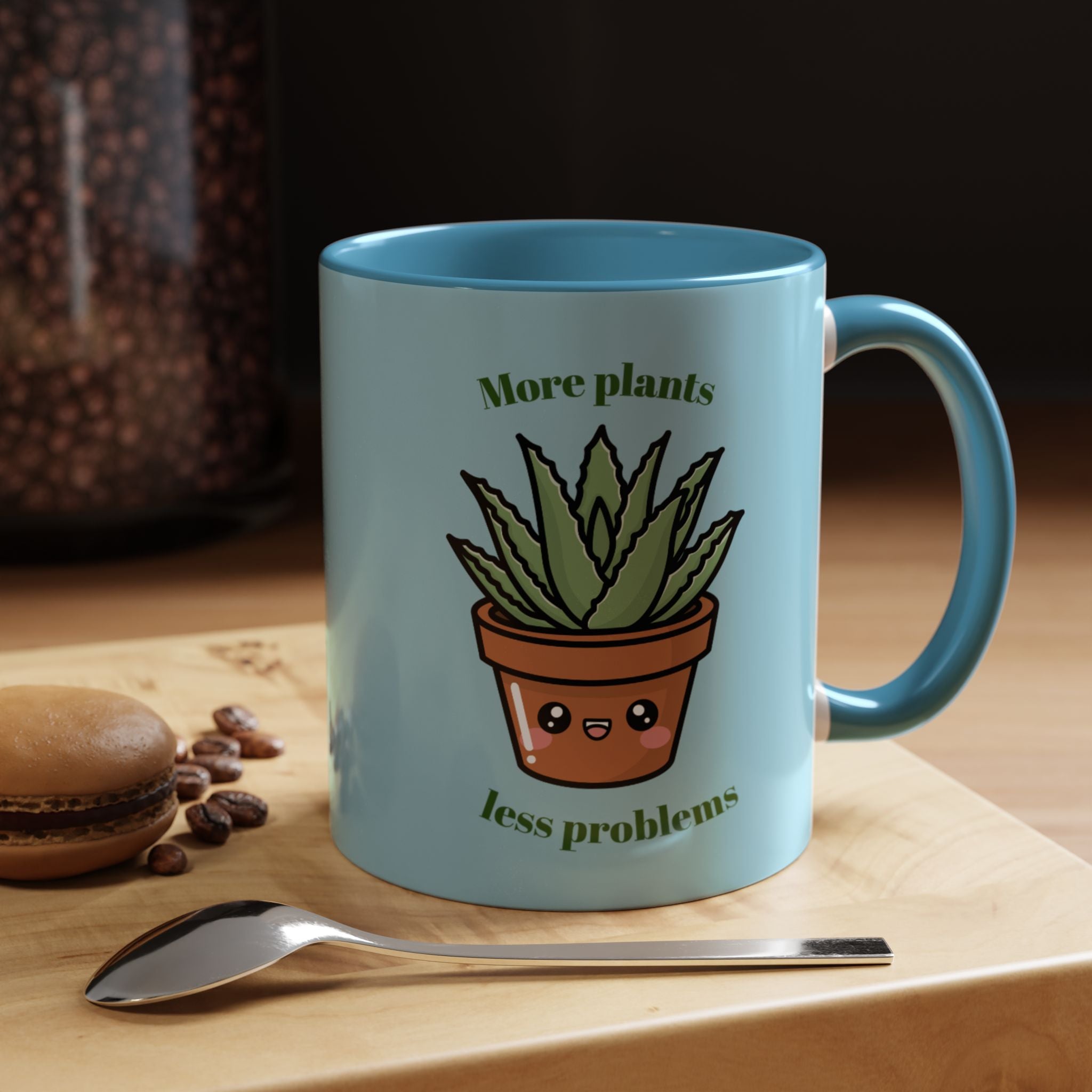 Cute Plant Lover Coffee Mug — "More Plants, Less Problems" Accent Ceramic Mug