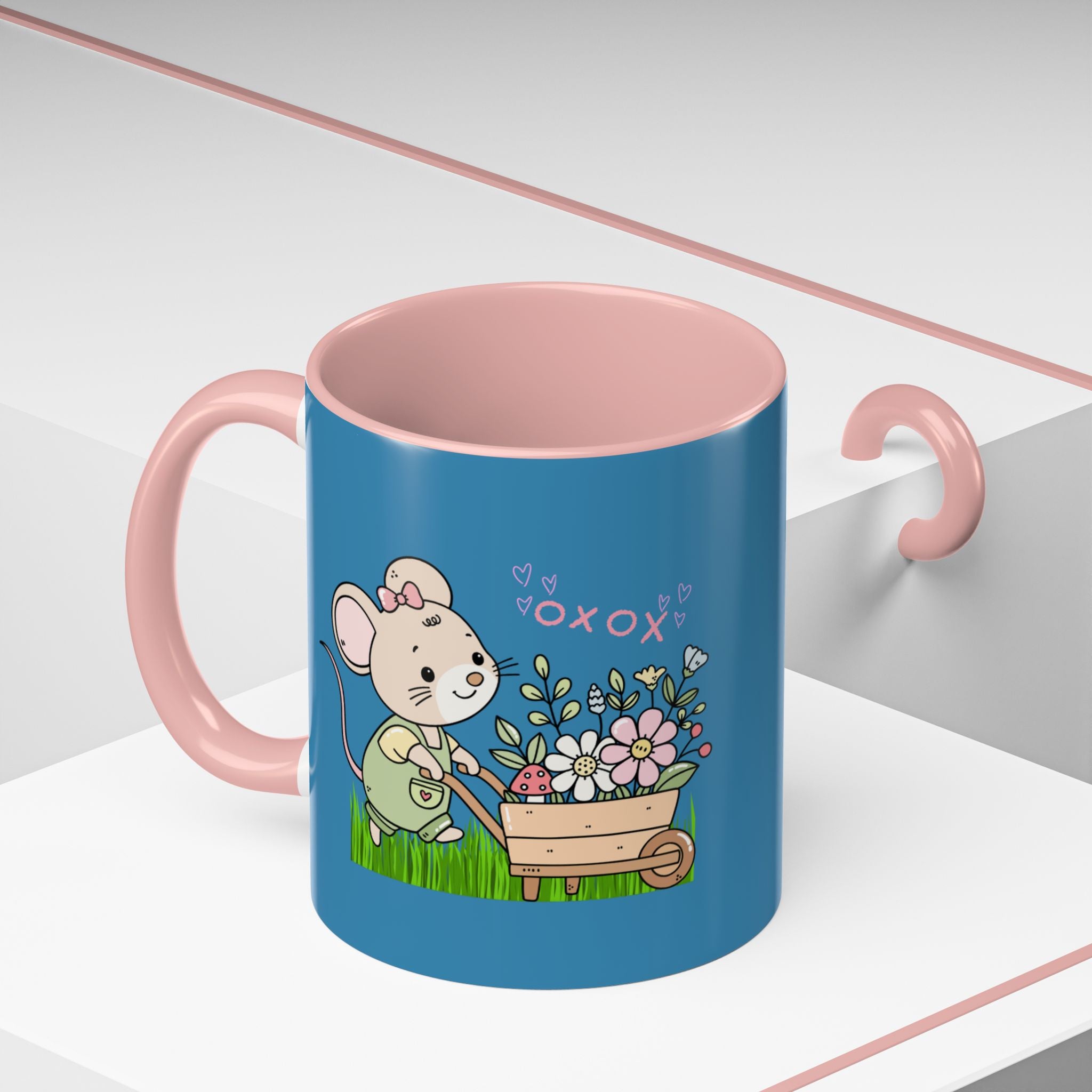 Cute Mouse Floral Coffee Mug — 'XOXO' Accent 11/15oz