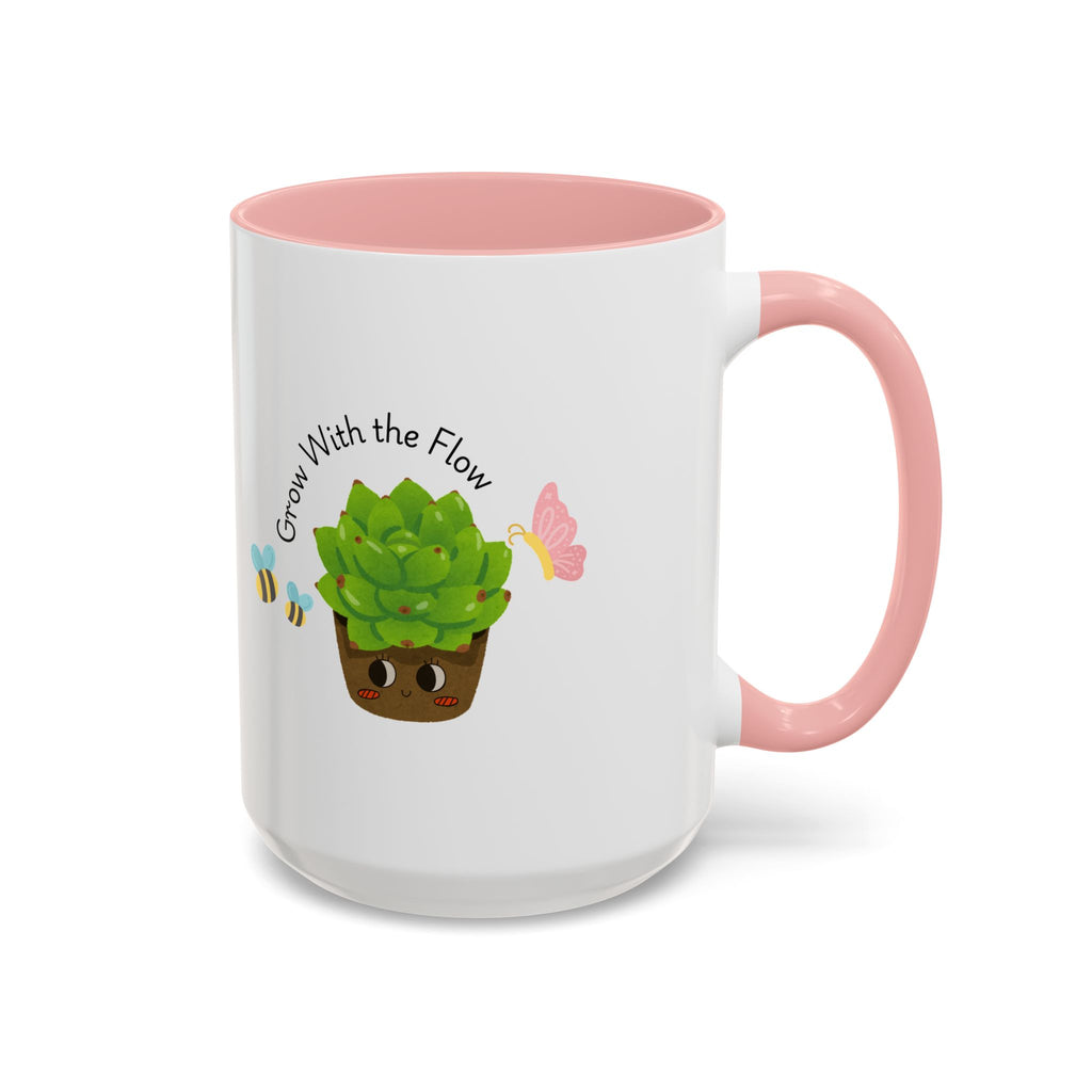 Grow With the Flow Succulent Coffee Mug - Cute Plant Lover Gift (11/15oz)