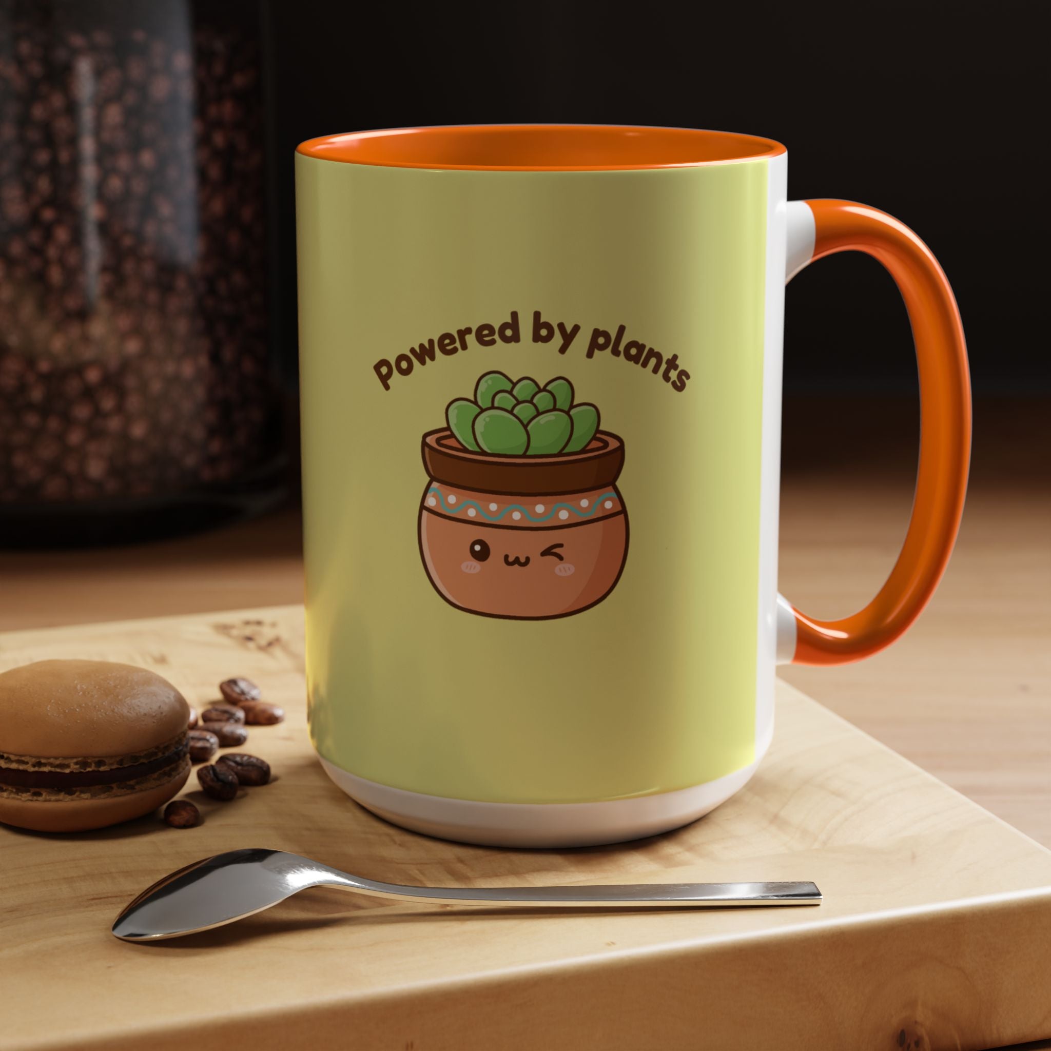 Powered by Plants Succulent Coffee Mug – Cute Kawaii Plant Lover Gift (11/15oz)
