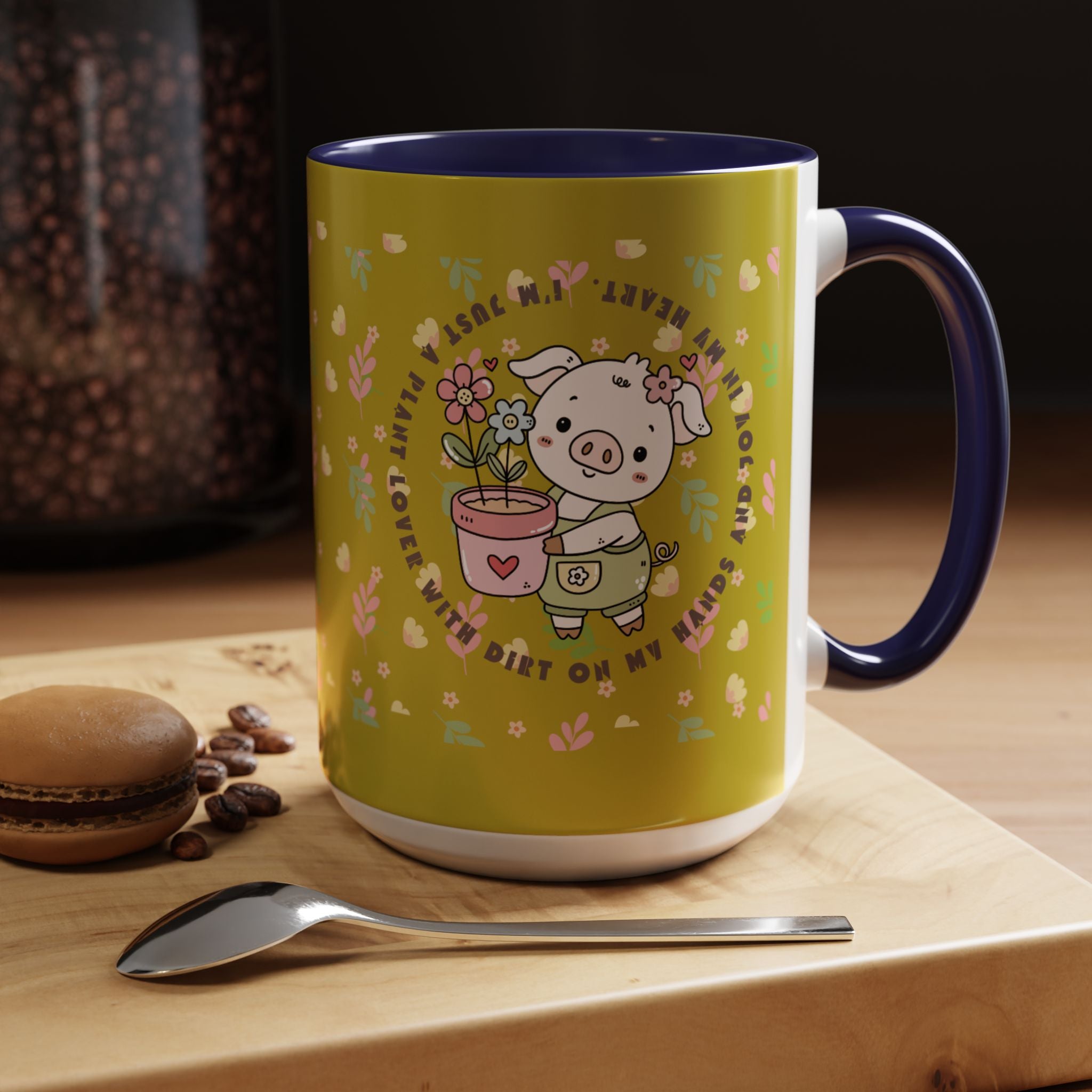 Cute Piglet Gardening Coffee Mug — "My Heart Is In The Dirt" Accent Mug