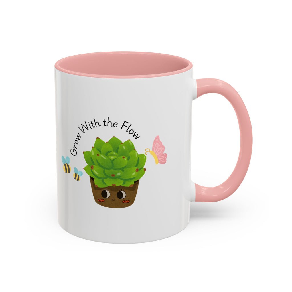 Grow With the Flow Succulent Coffee Mug - Cute Plant Lover Gift (11/15oz)