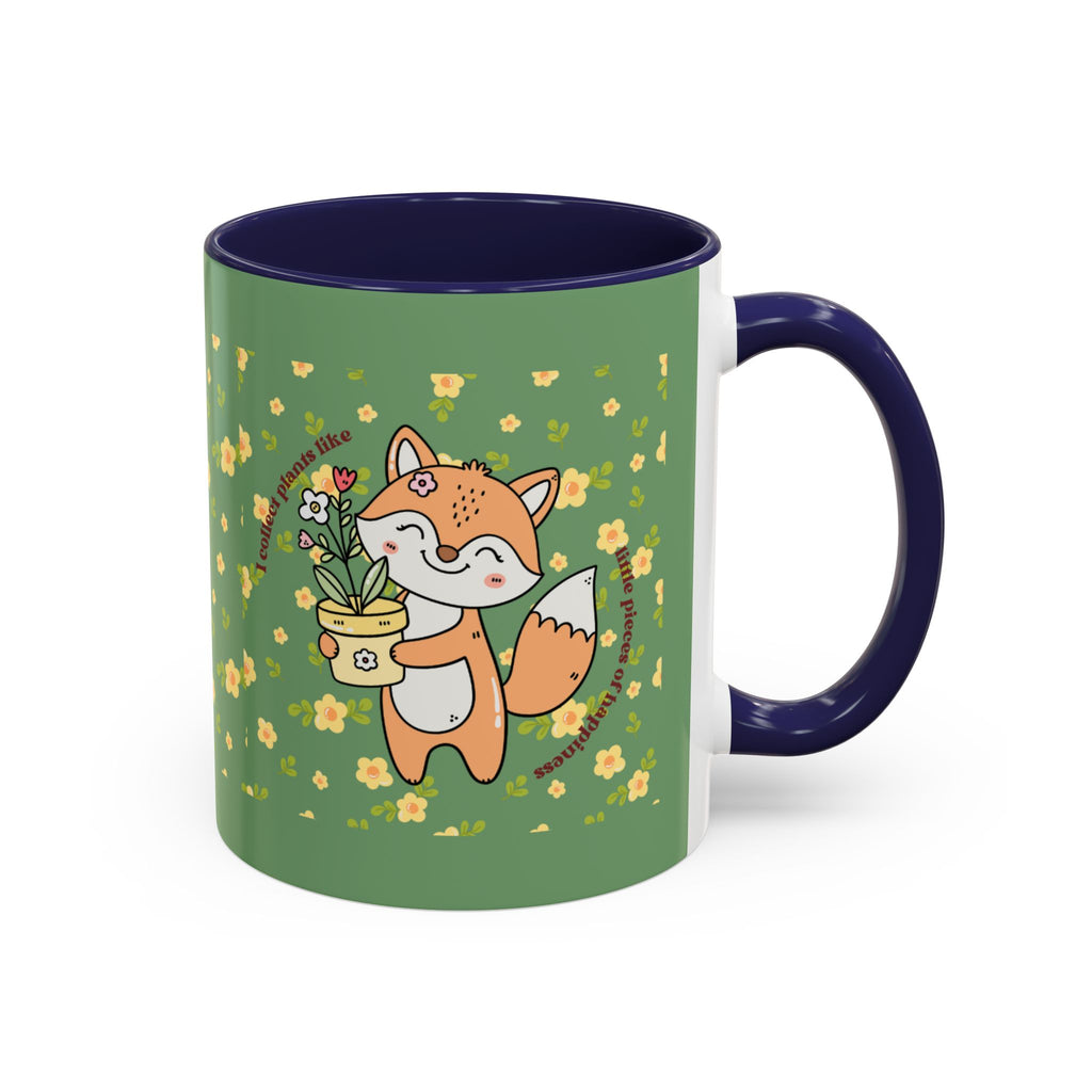Cute Fox Floral Coffee Mug – Cute Fox Holding Potted Plant Accent Mug