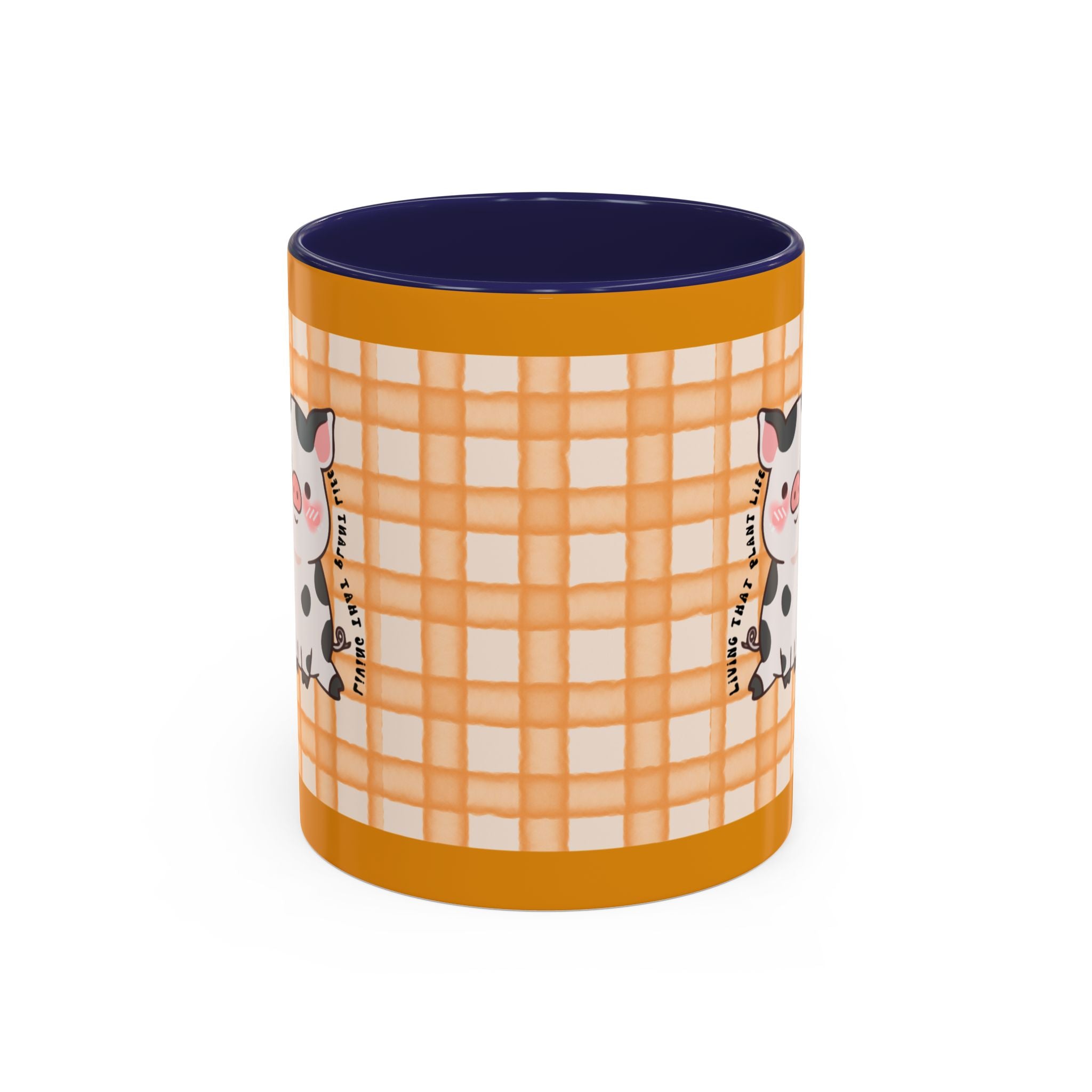 Cute Cow Plaid Accent Coffee Mug — Farmhouse Daisy Cow Design (11/15oz)