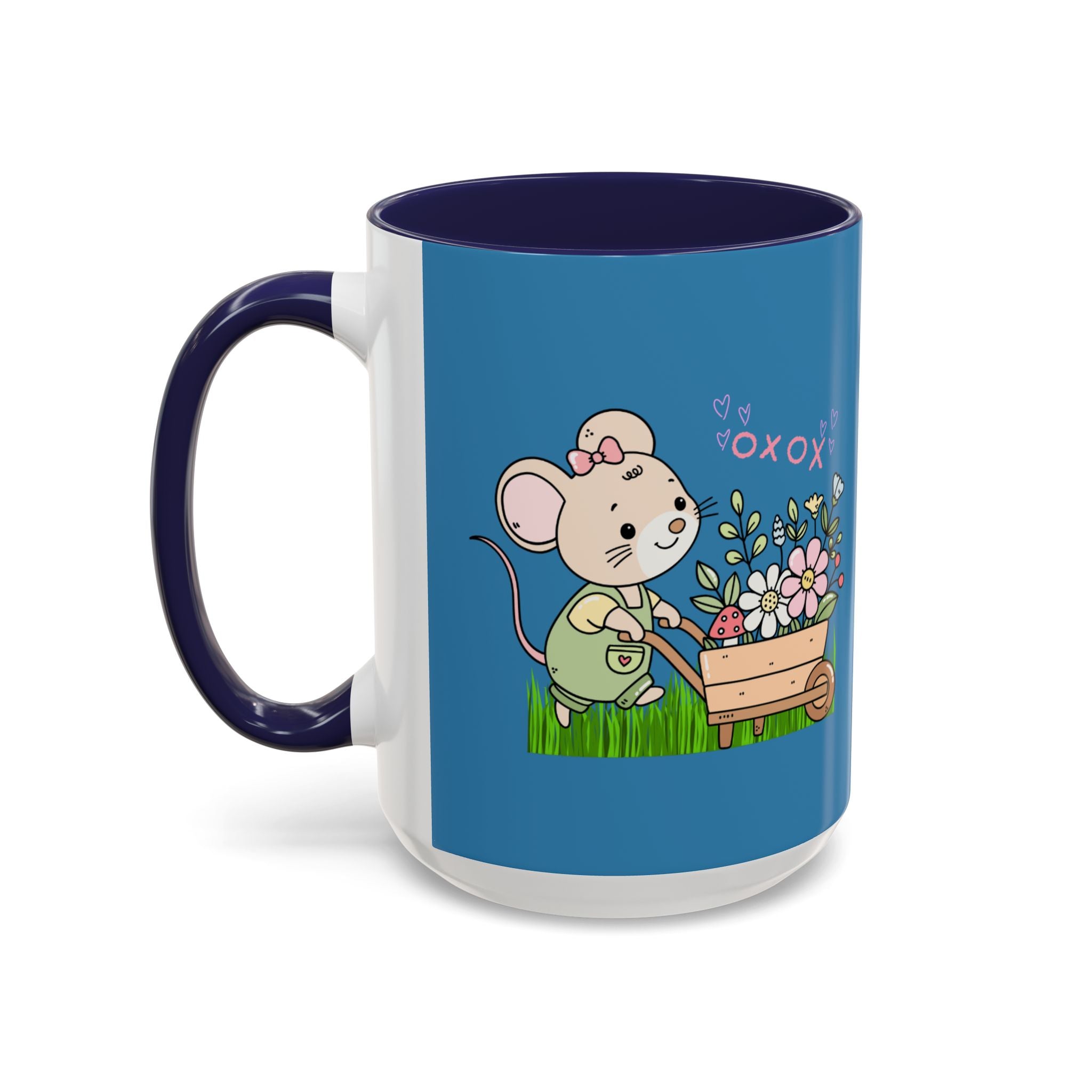 Cute Mouse Floral Coffee Mug — 'XOXO' Accent 11/15oz