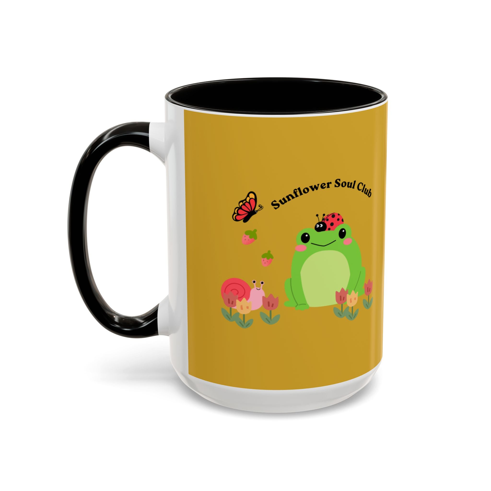 Sunflower Soul Club Frog Mug — Cute Floral Coffee Cup (11oz, 15oz)