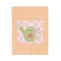 Watering Can Velveteen Plush Blanket — Soft Pastel Garden Throw