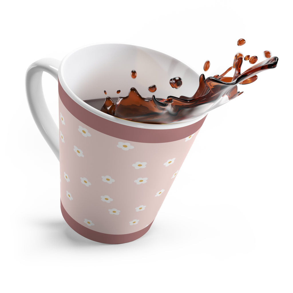 Pink Daisy Latte Mug — Cute Potted Plant Floral Coffee Cup ("Plant Mom")