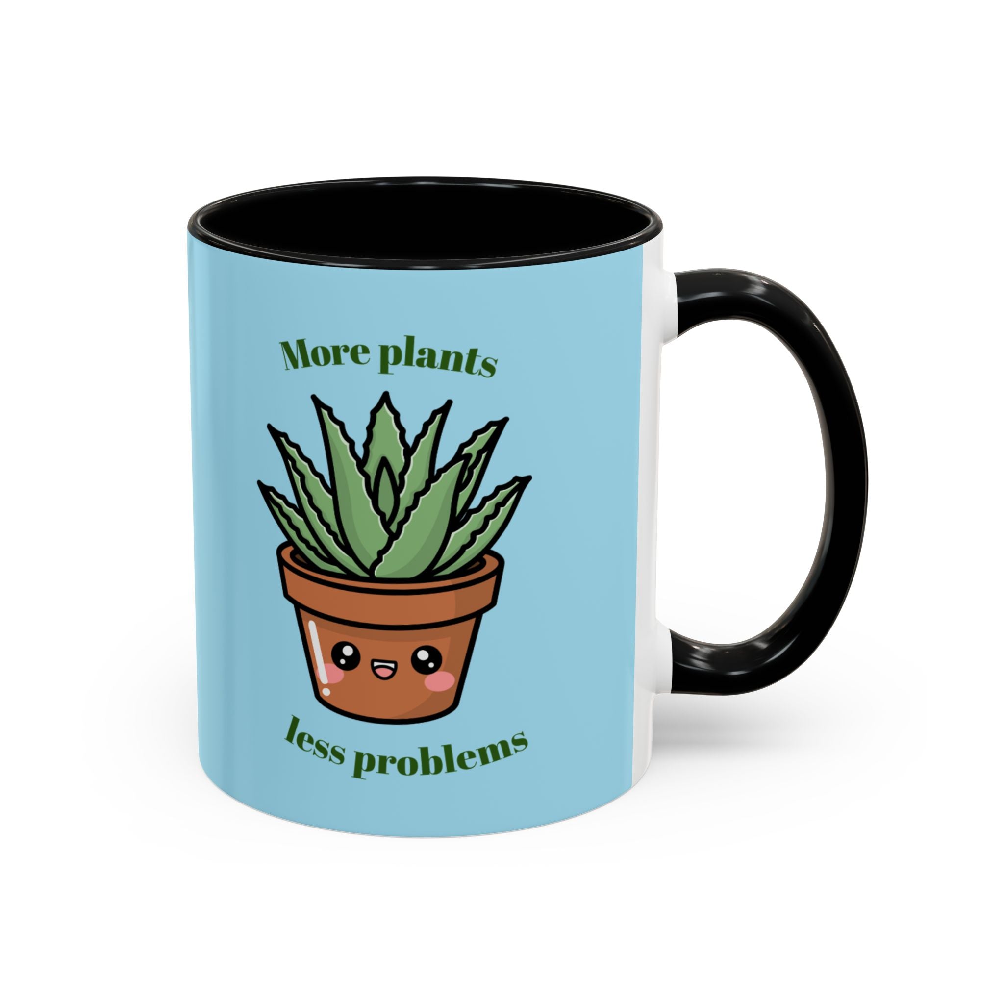 Cute Plant Lover Coffee Mug — "More Plants, Less Problems" Accent Ceramic Mug