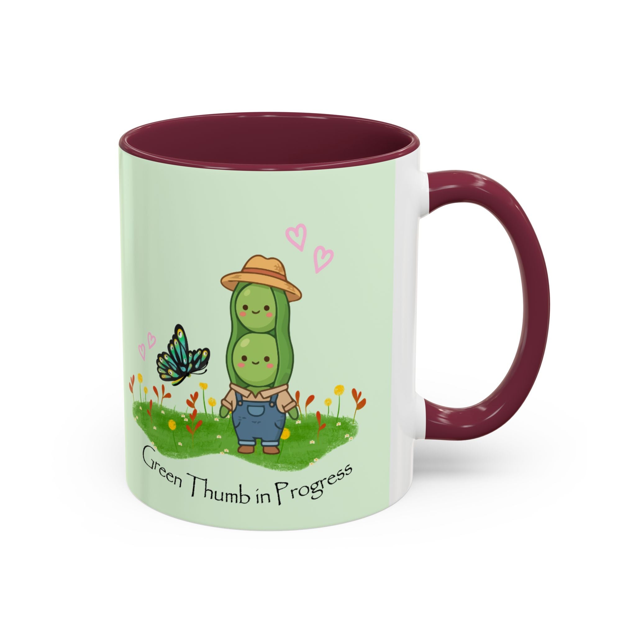 Garden Pea Mug — "Green Thumb in Progress" Cute Plant Lover Coffee Cup