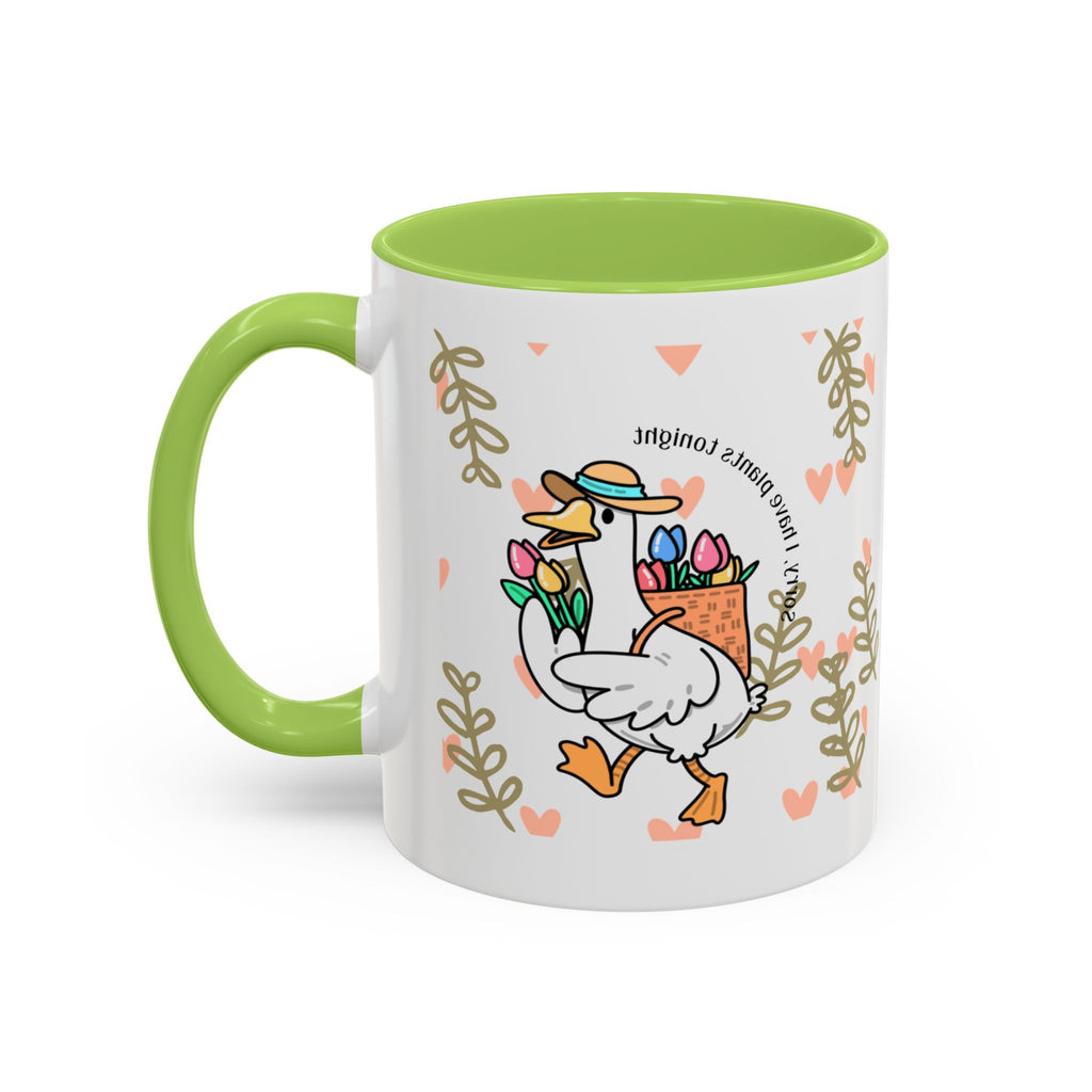 Coffee Mug — Cute Duck Carrying Plants “I Have Plants Tonight” Accent Mug