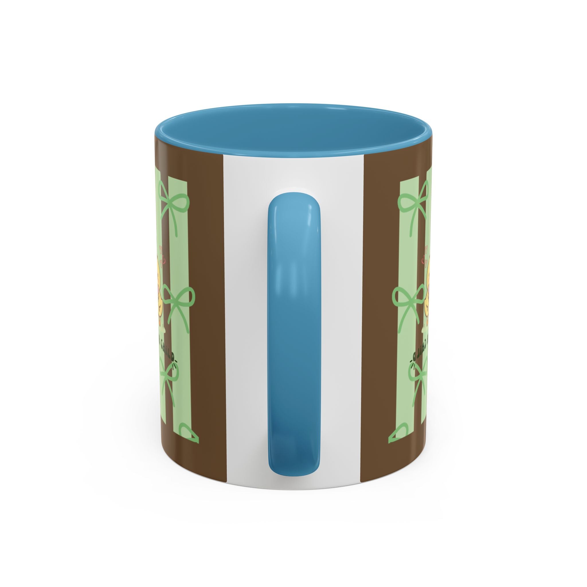 Cute Pig & Chick Accent Coffee Mug — Pastel Stripes, Charming Kawaii Tea/Coffee Cup