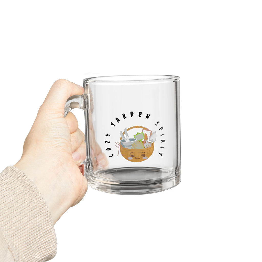 Cozy Garden Spirit Glass Mug — 10oz Cute Kawaii Planter Illustration