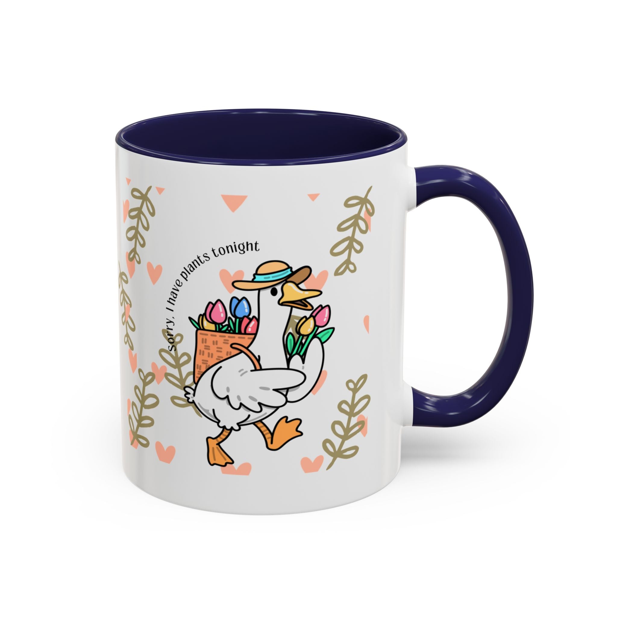 Coffee Mug — Cute Duck Carrying Plants “I Have Plants Tonight” Accent Mug
