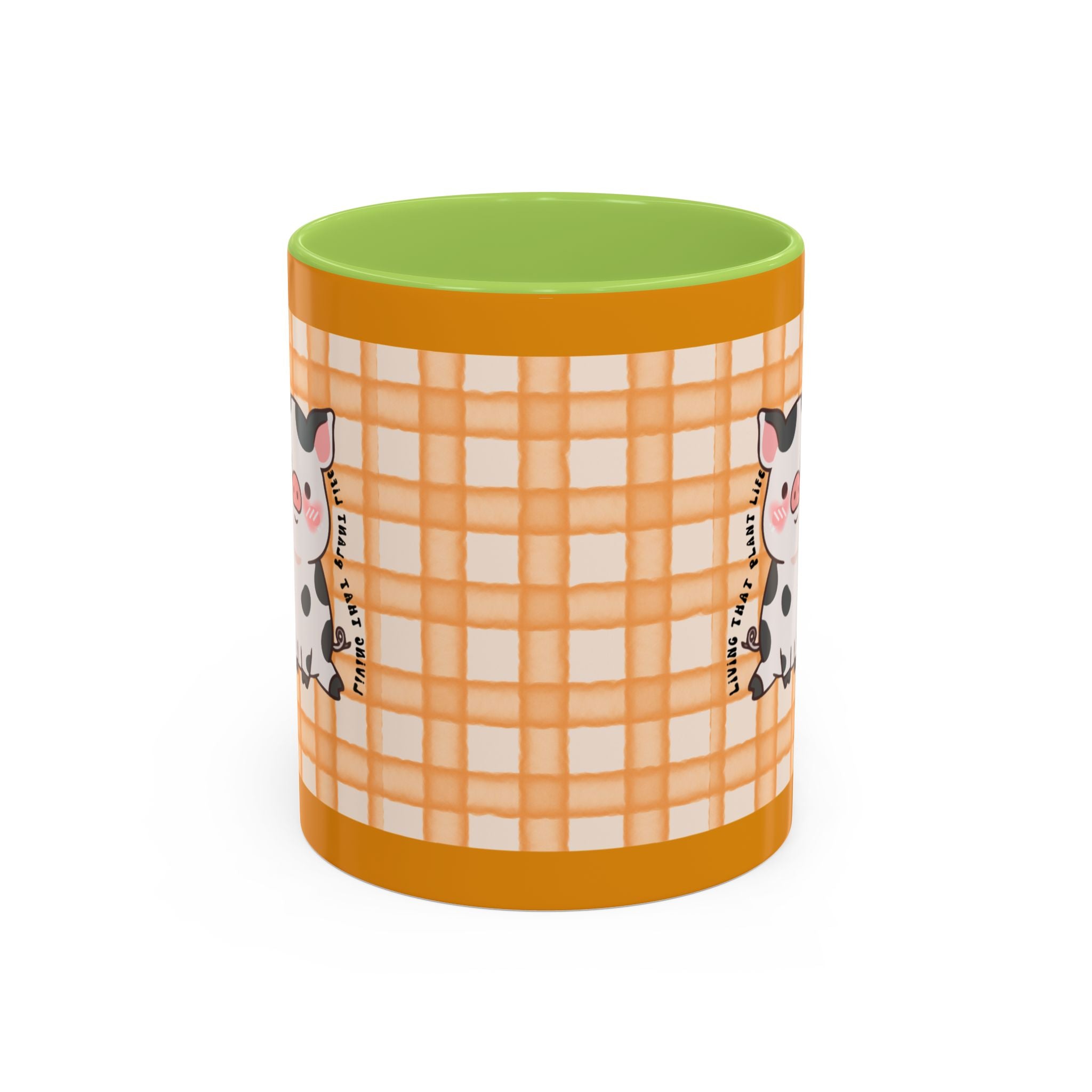 Cute Cow Plaid Accent Coffee Mug — Farmhouse Daisy Cow Design (11/15oz)