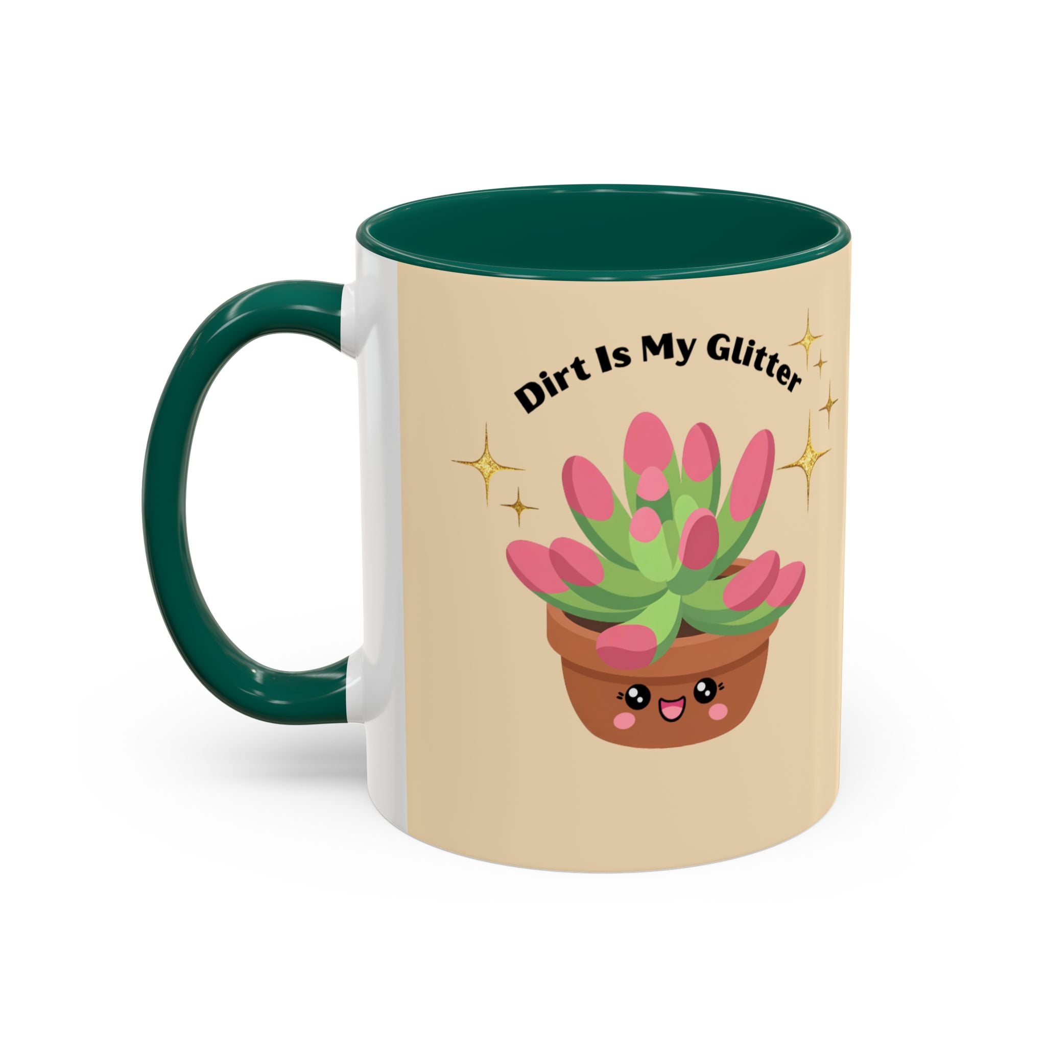 Cactus Coffee Mug — Cute Potted Plant Mug with Sparkles (11oz & 15oz)