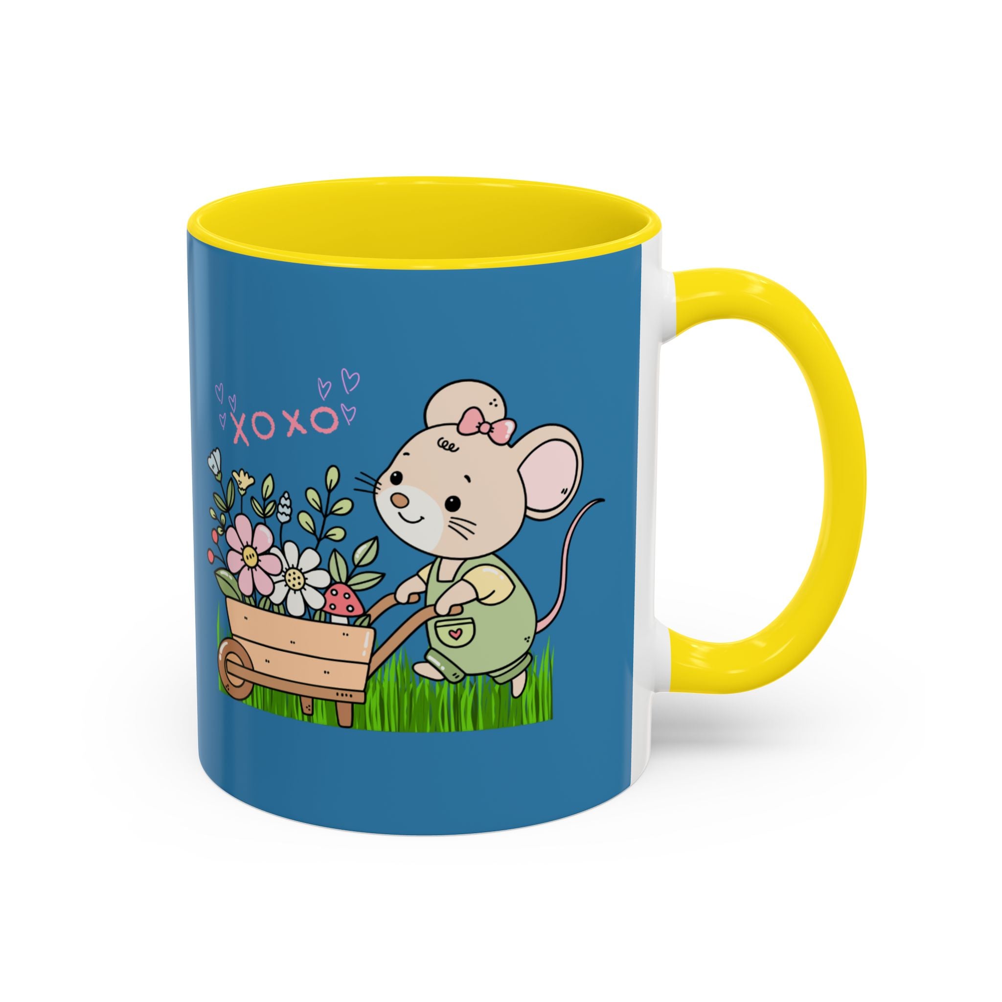 Cute Mouse Floral Coffee Mug — 'XOXO' Accent 11/15oz