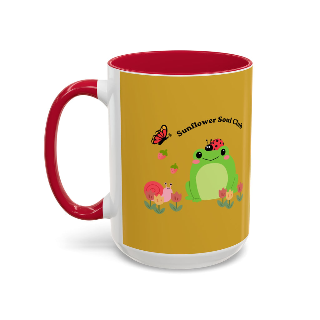 Sunflower Soul Club Frog Mug — Cute Floral Coffee Cup (11oz, 15oz)