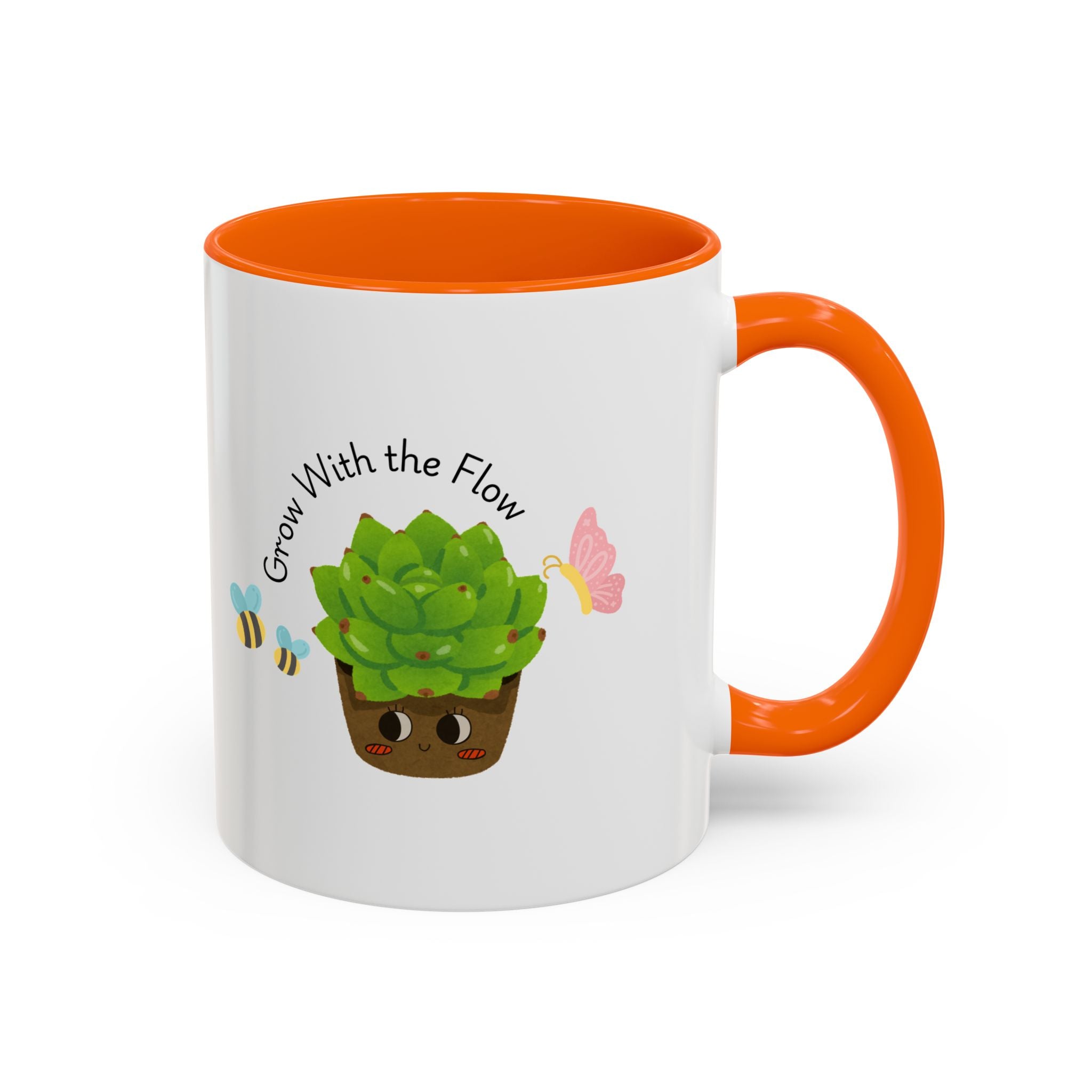 Grow With the Flow Succulent Coffee Mug - Cute Plant Lover Gift (11/15oz)