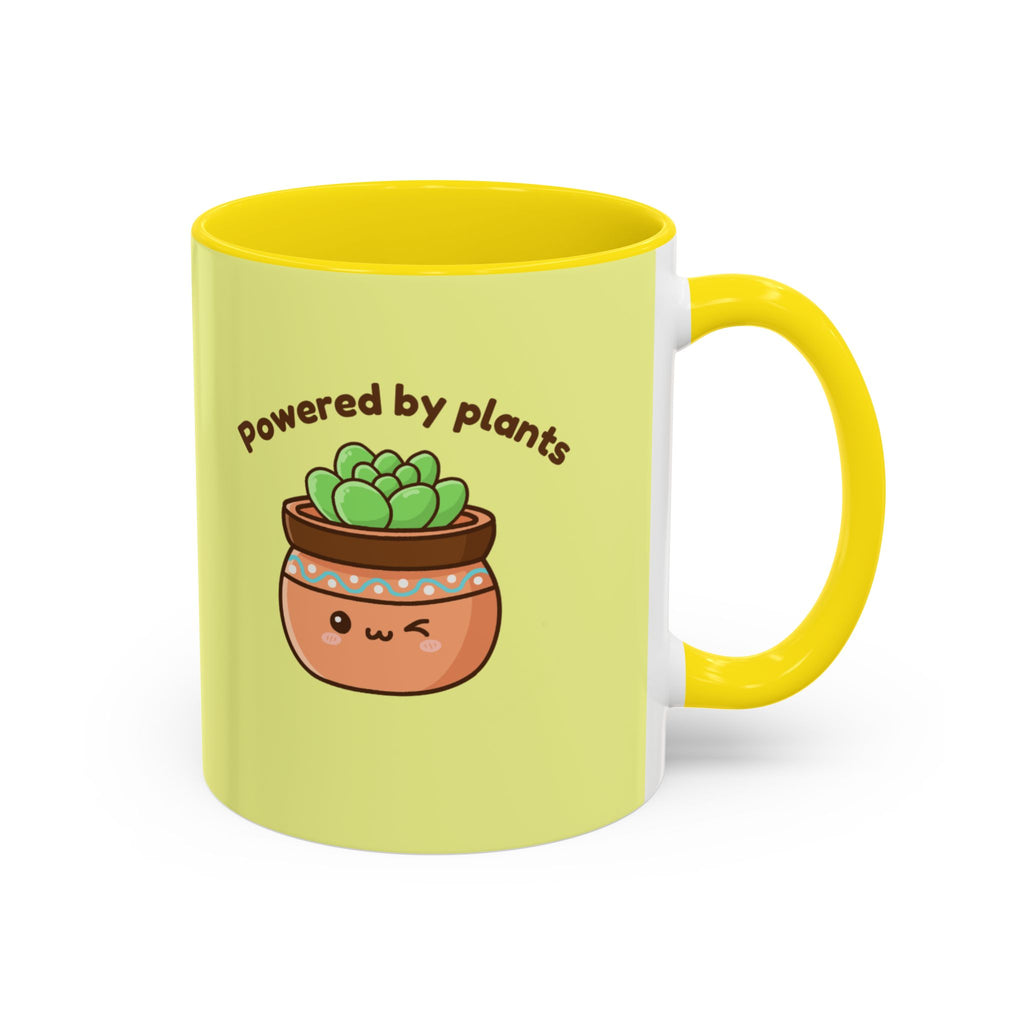 Powered by Plants Succulent Coffee Mug – Cute Kawaii Plant Lover Gift (11/15oz)