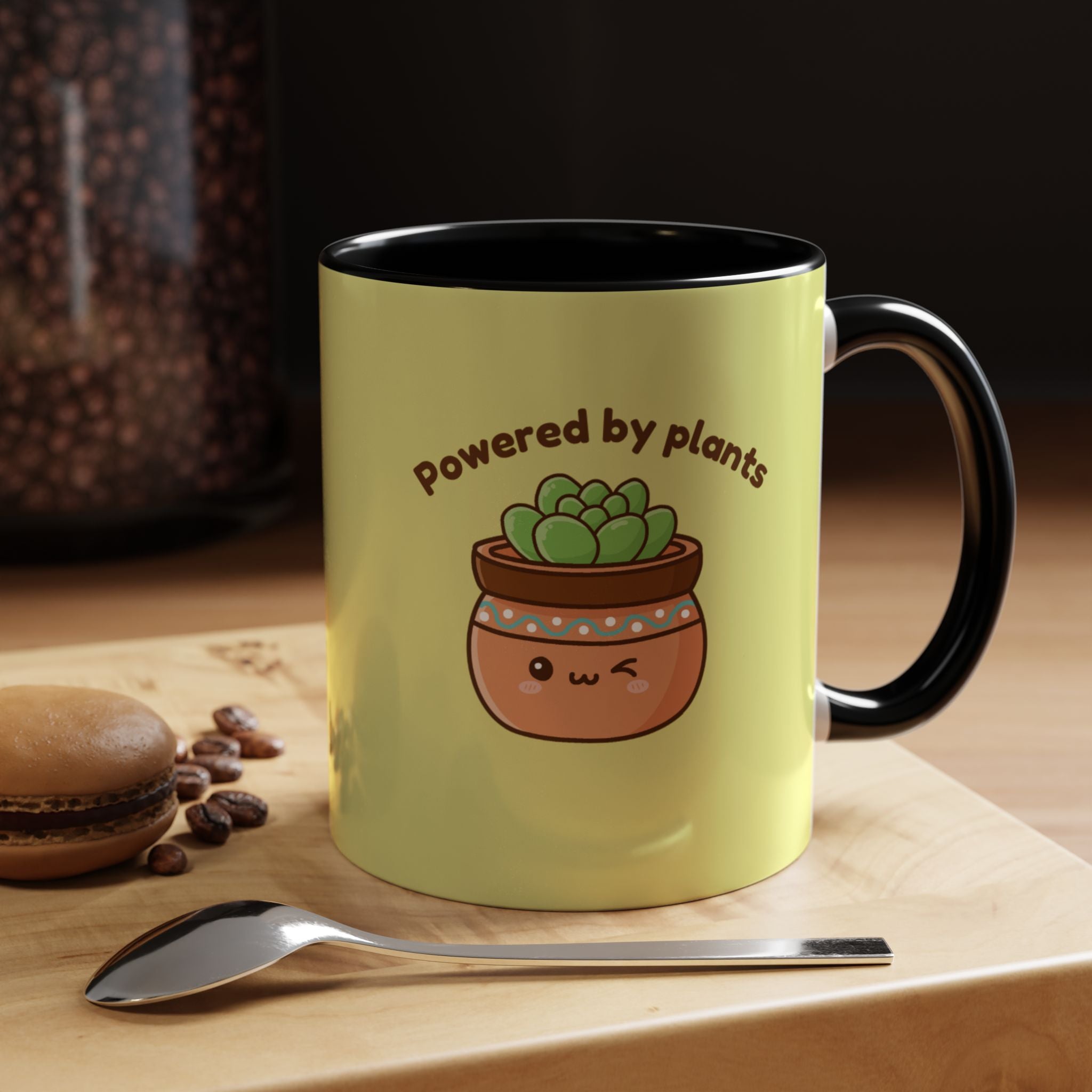 Powered by Plants Succulent Coffee Mug – Cute Kawaii Plant Lover Gift (11/15oz)