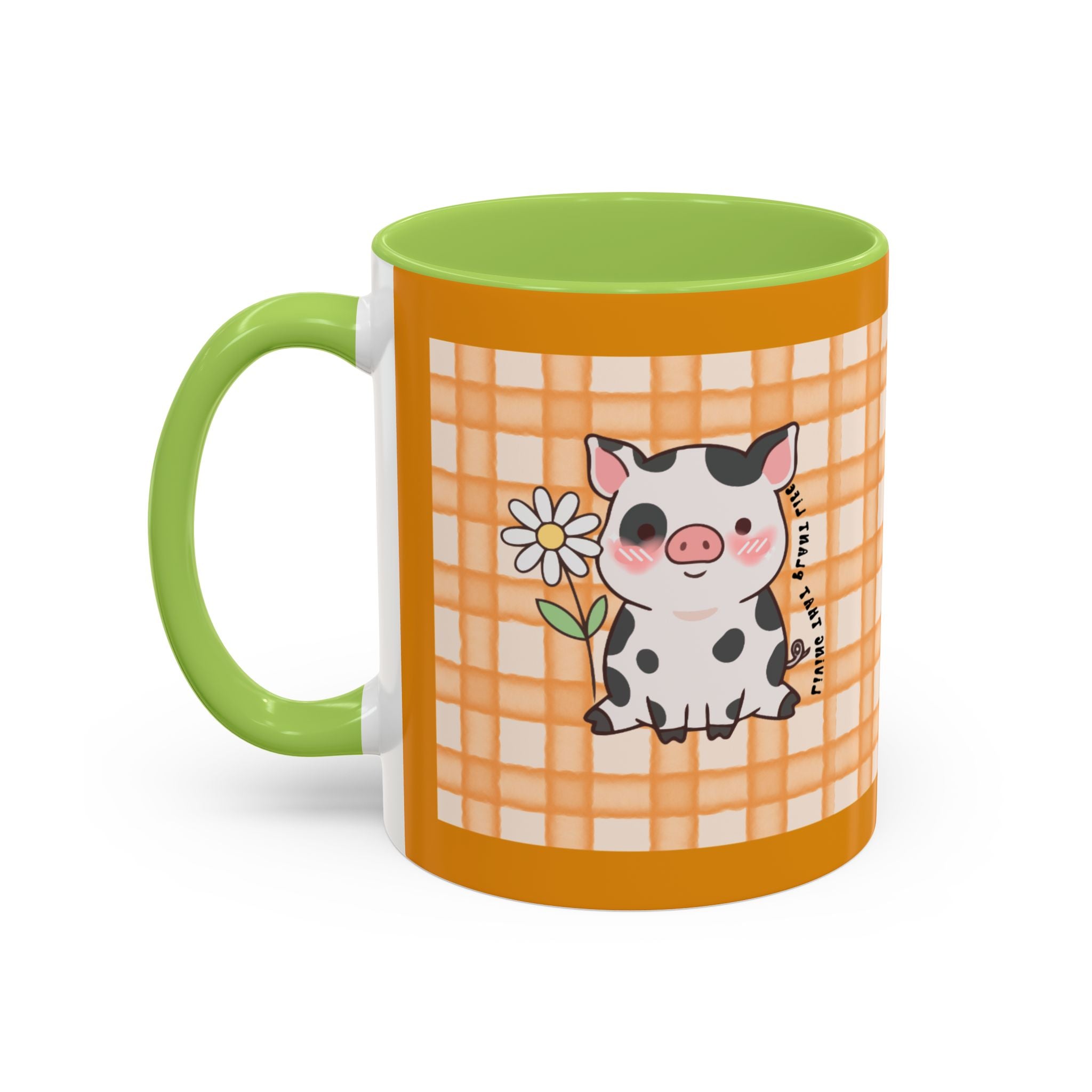 Cute Cow Plaid Accent Coffee Mug — Farmhouse Daisy Cow Design (11/15oz)